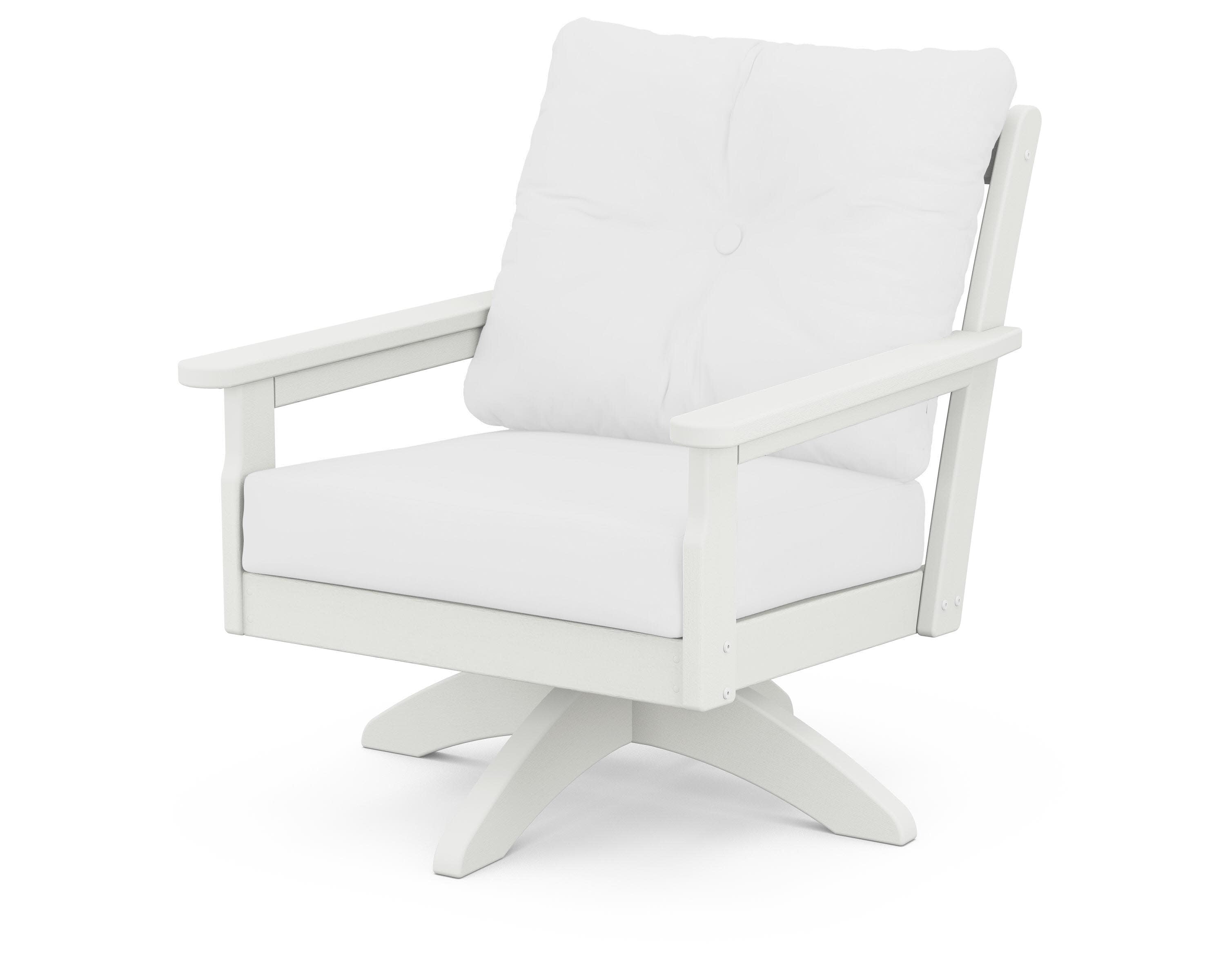 Vineyard Deep Seating Swivel Chair in Vintage White / Natural
