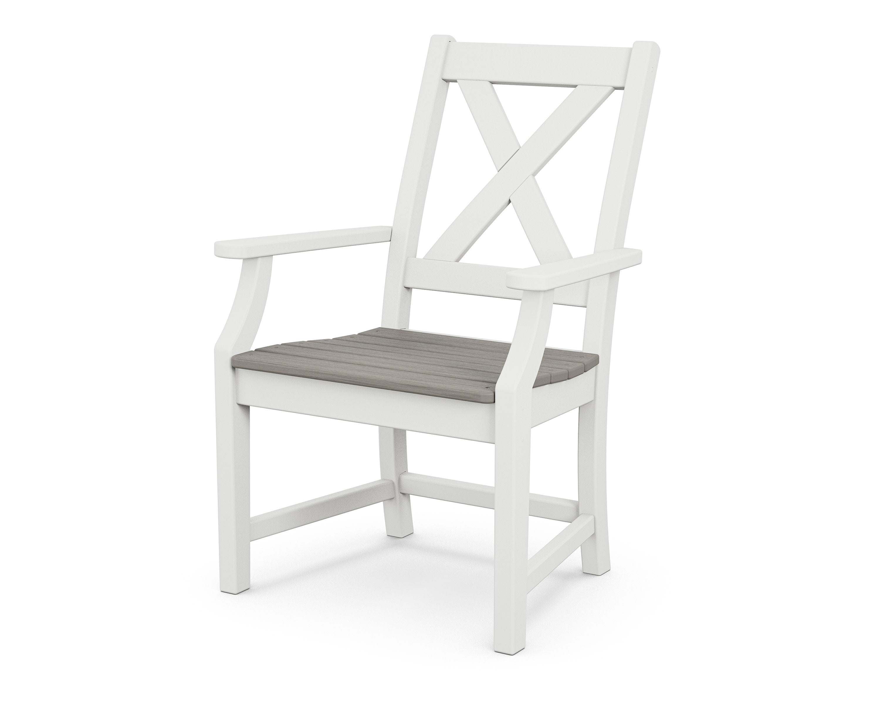 Braxton Dining Arm Chair in White / Driftwood