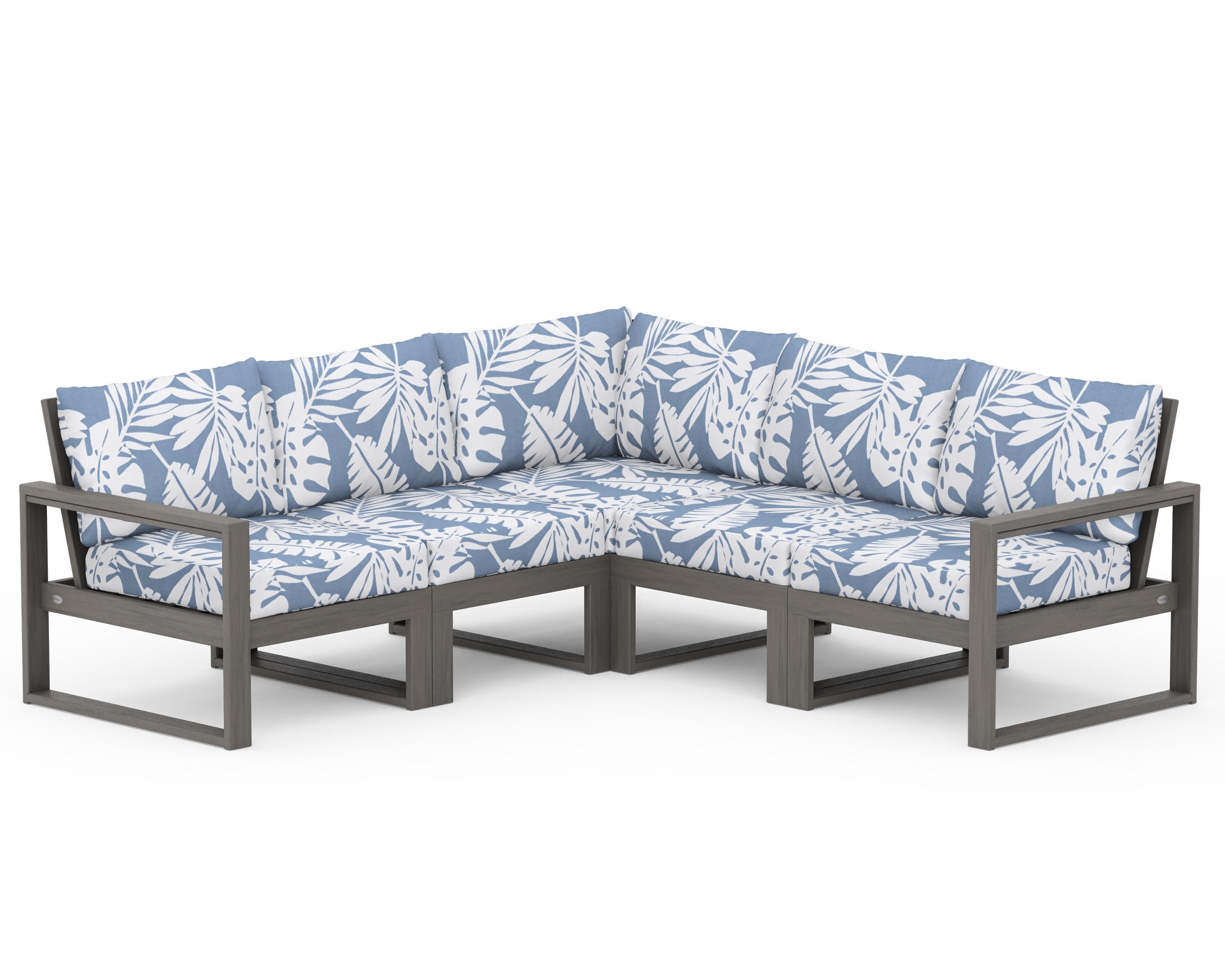 EDGE 5-Piece Modular Deep Seating Set in Driftwood / Leaf Sky Blue