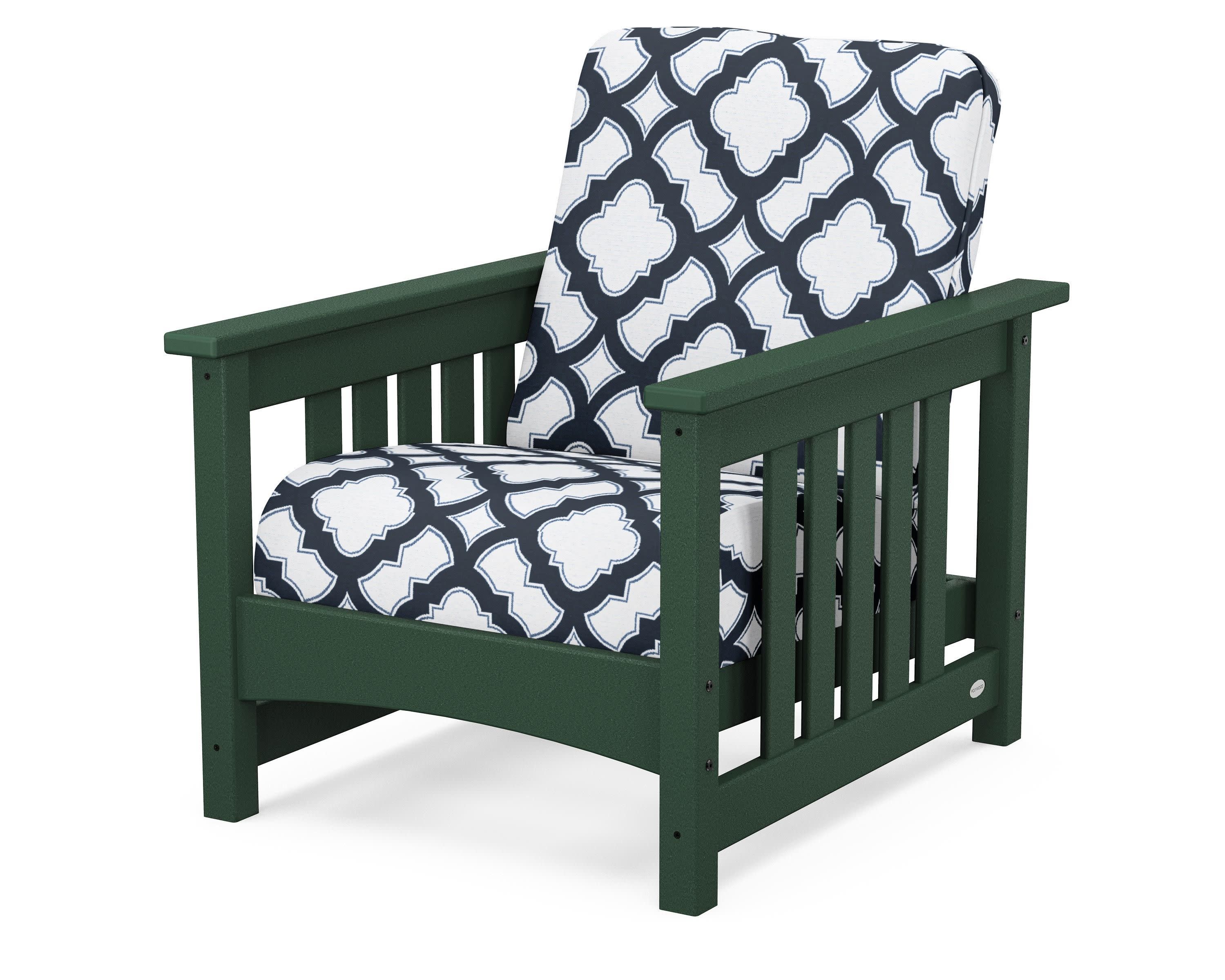 Club Mission Chair in Green / Trellis Marine Indigo