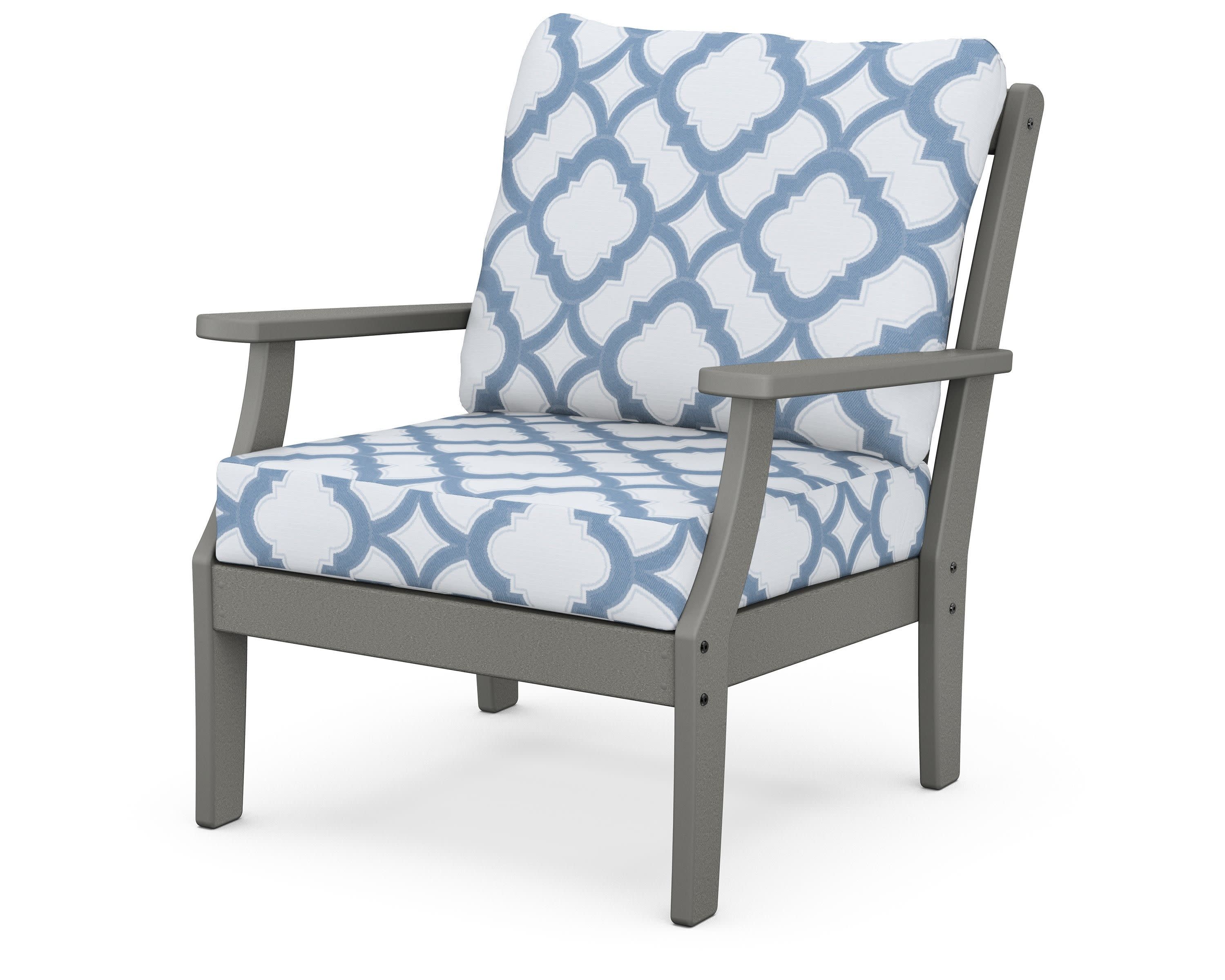 Braxton Deep Seating Chair in Slate Grey / Trellis Sky Blue