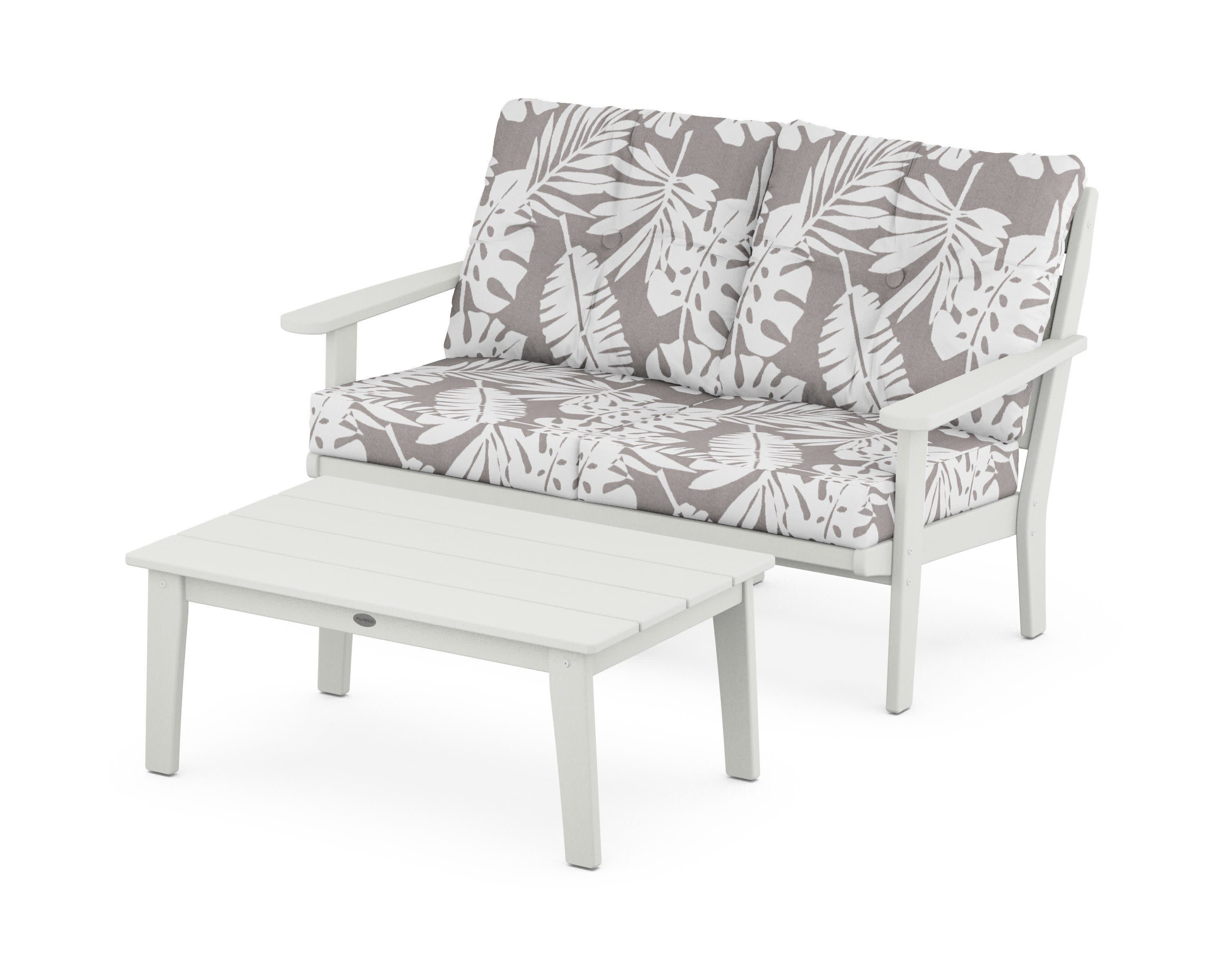Lakeside 2-Piece Lounge Loveseat Set in Vintage White / Leaf Grey Mist
