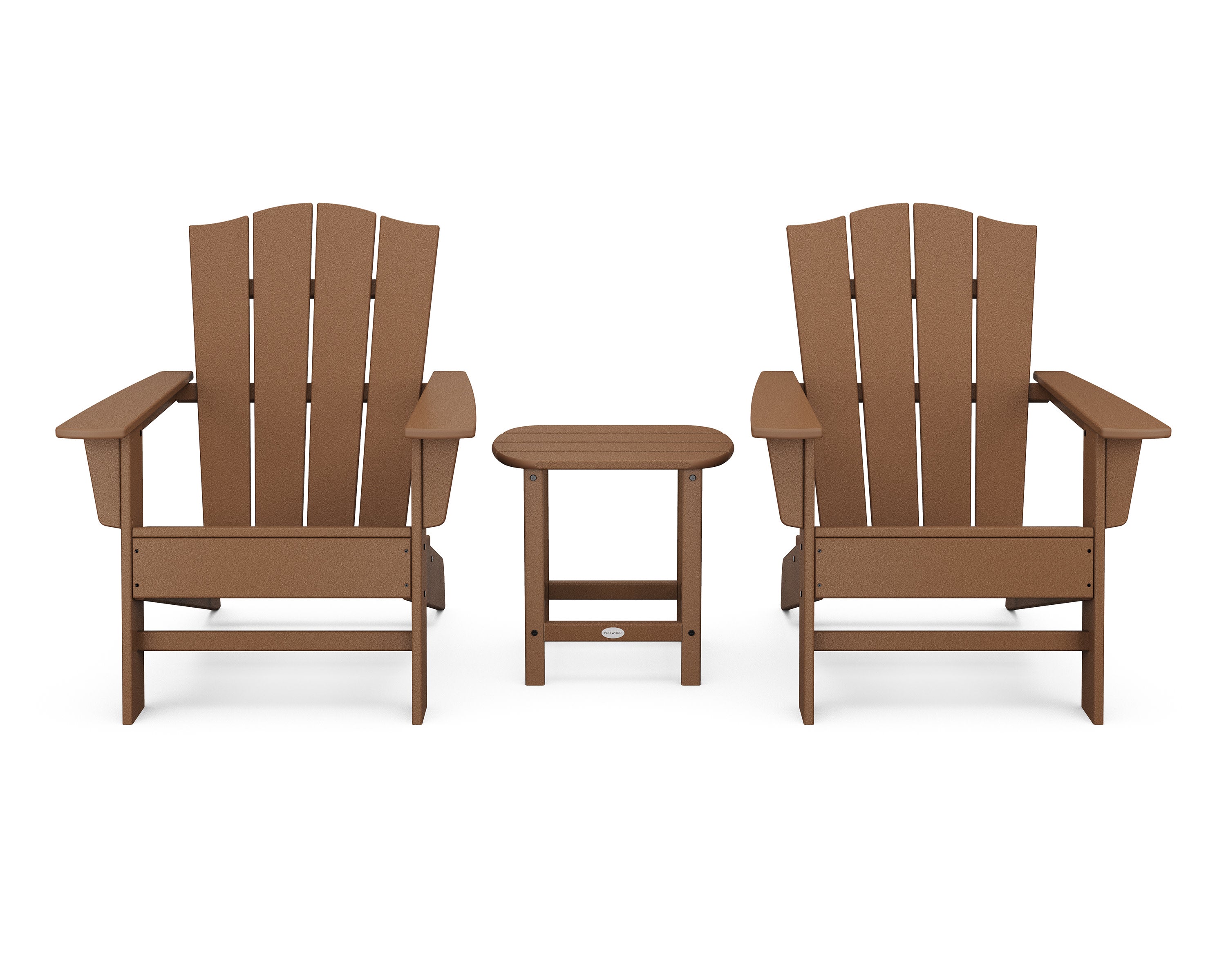 Wave 3-Piece Adirondack Chair Set with The Crest Chairs in Teak