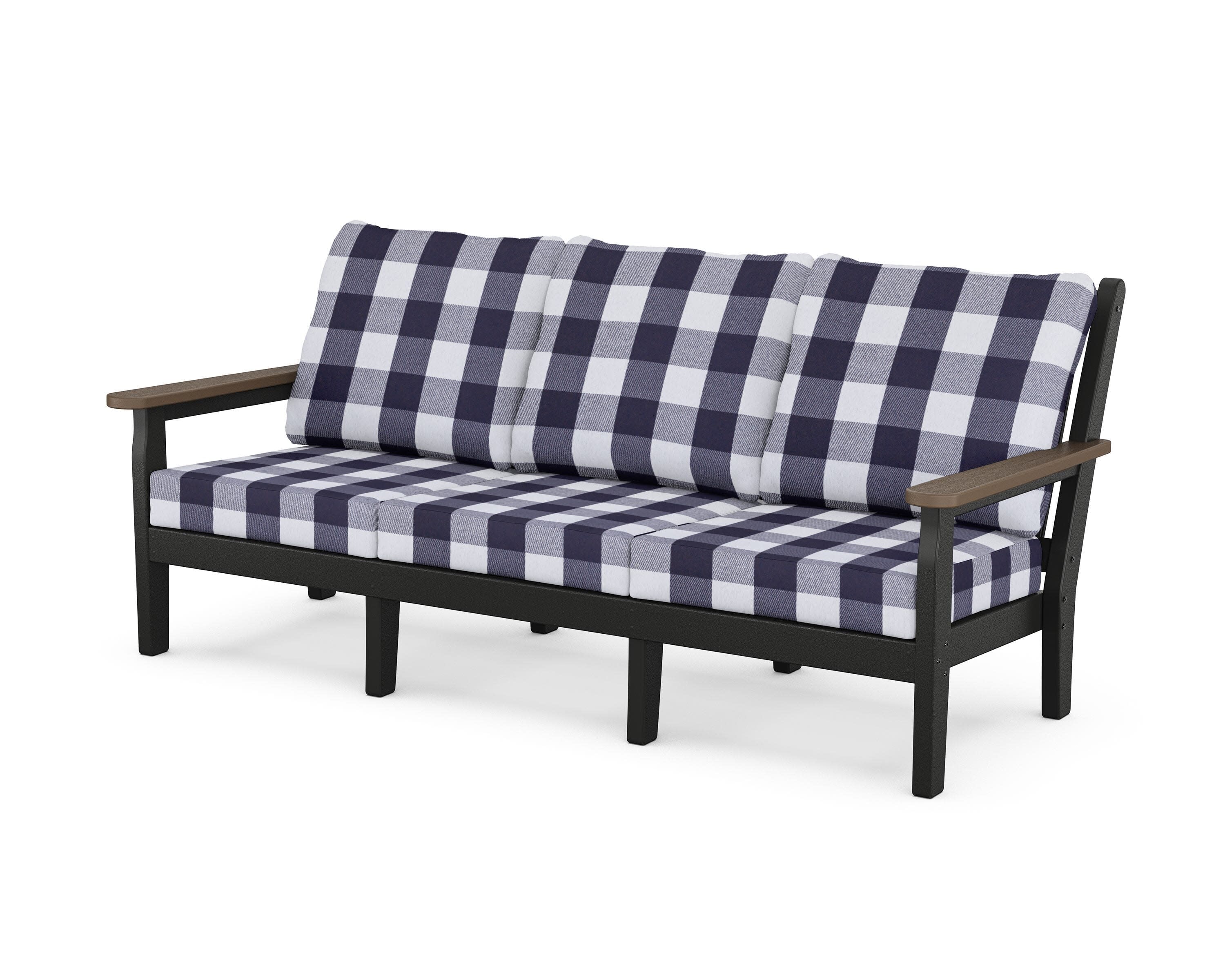Chippendale Deep Seating Sofa in Black / Kona / Buffalo Plaid Navy