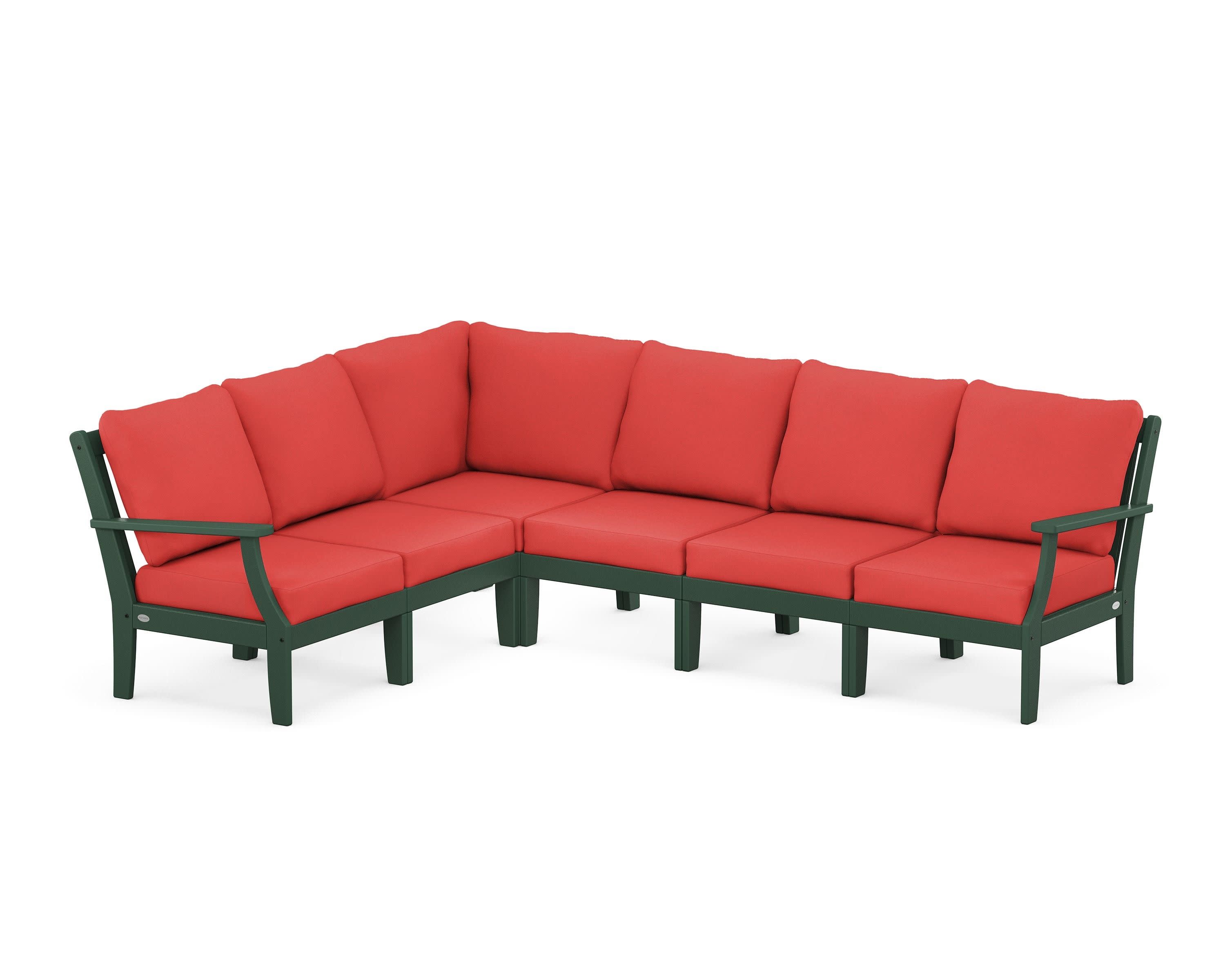 Braxton Modular 6-Piece Deep Seating Set in Green / Crimson Linen