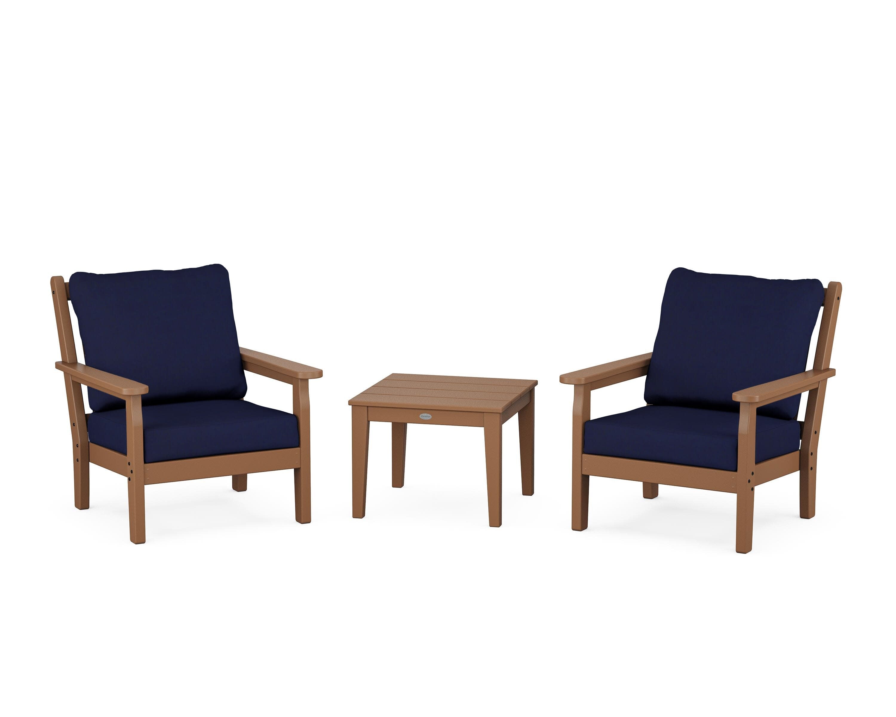 Chippendale 3-Piece Deep Seating Set in Teak / Navy