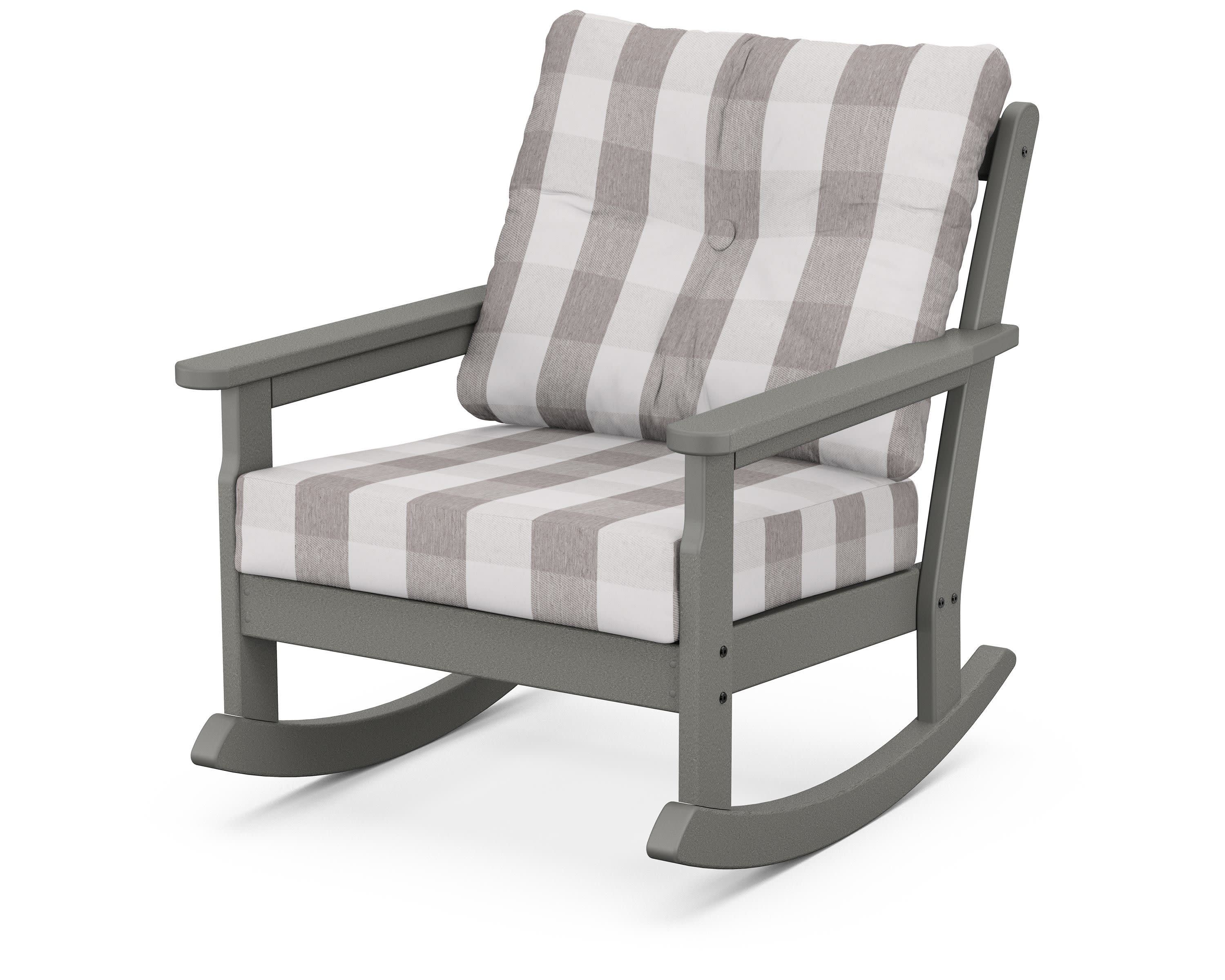 Vineyard Deep Seating Rocking Chair in Slate Grey / Buffalo Plaid Grey Mist