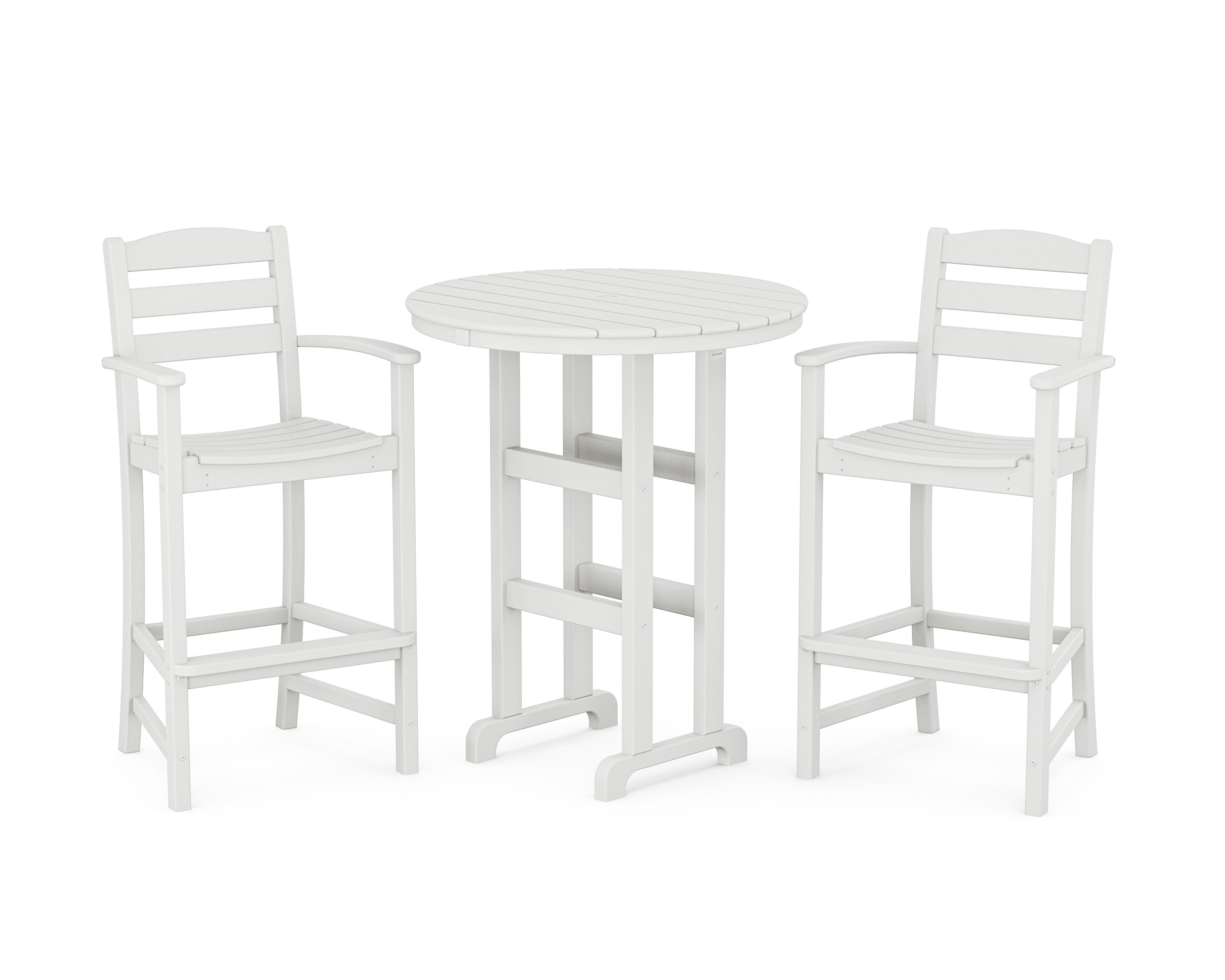 La Casa Caf 3-Piece Round Farmhouse Bar Set in White