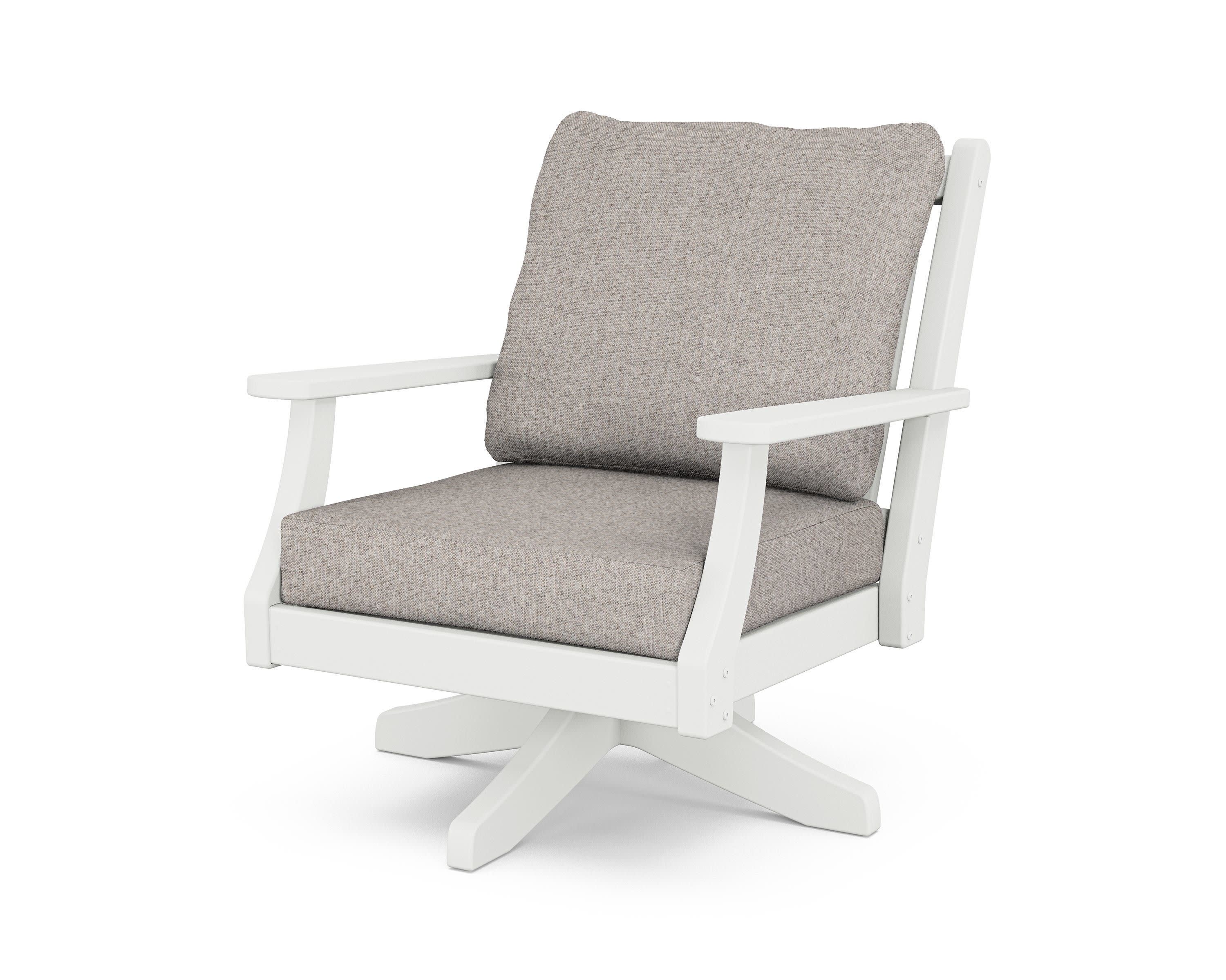 Wovendale Deep Seating Swivel Chair in White / Weathered Tweed
