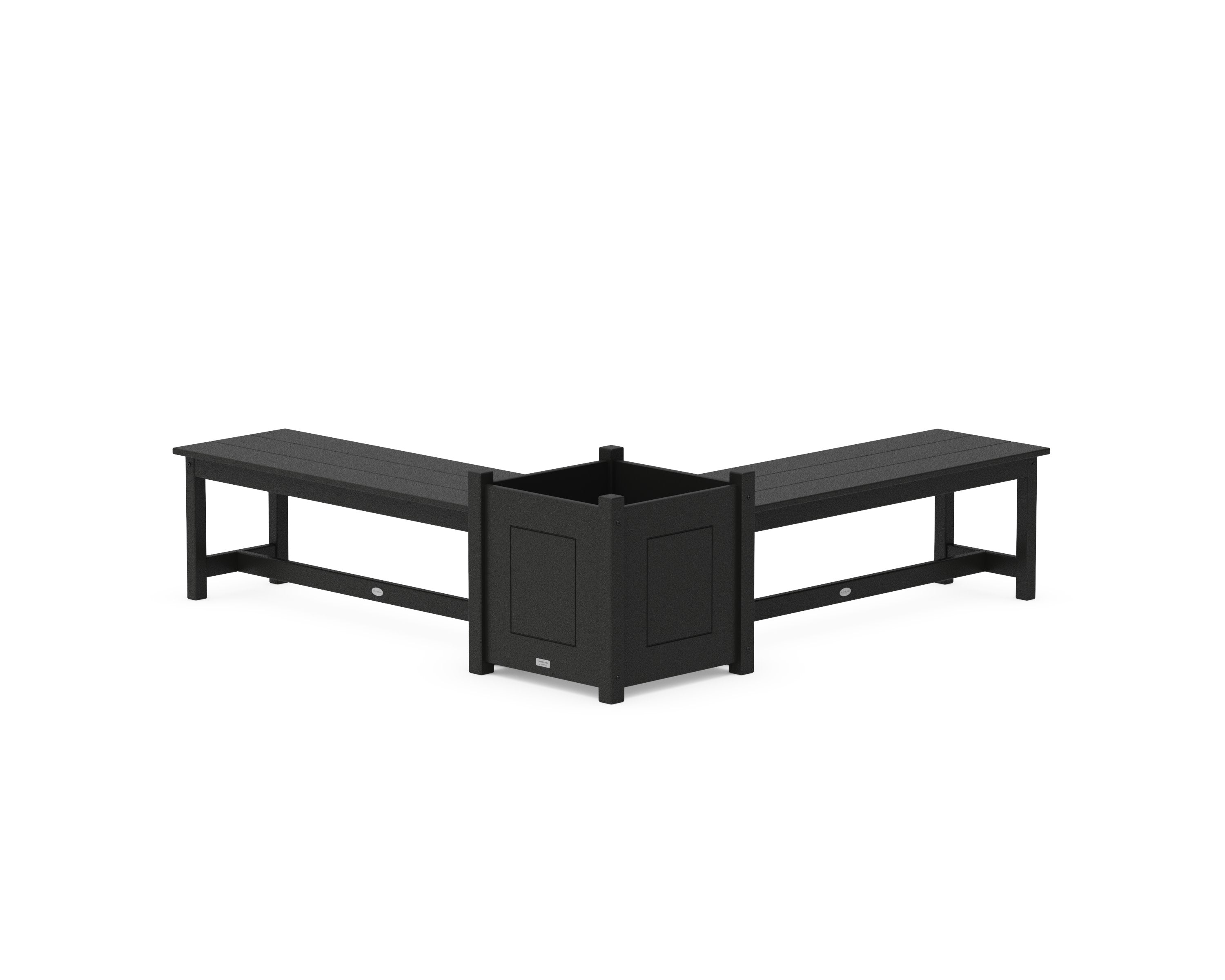 48" Country Living L- Shaped Planter Bench Set- Large in Black