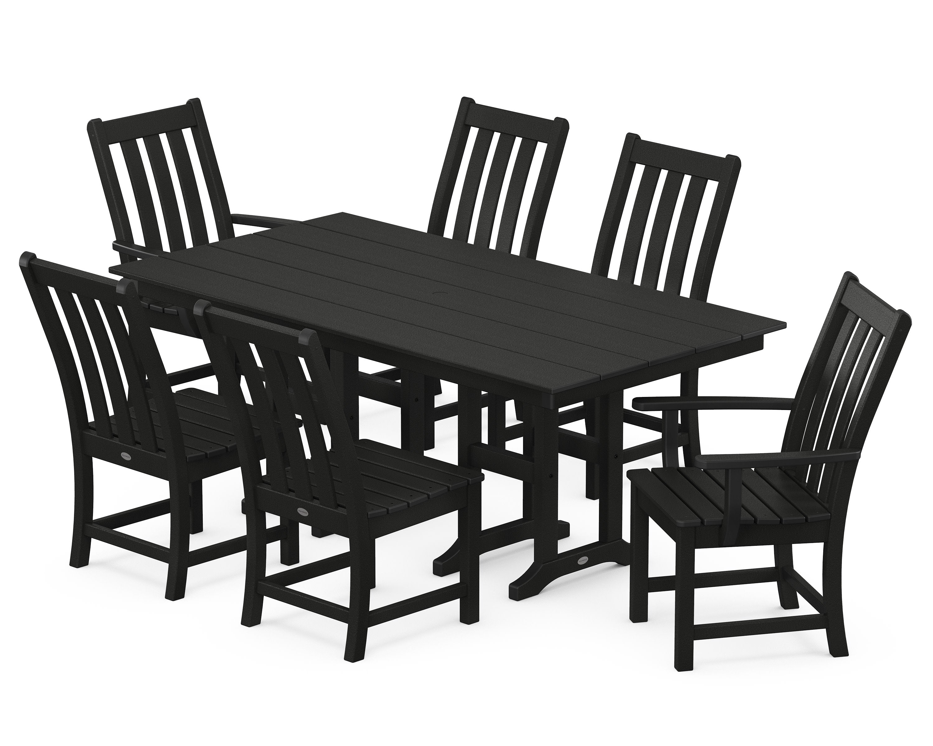 Vineyard 7-Piece Farmhouse Dining Set in Black