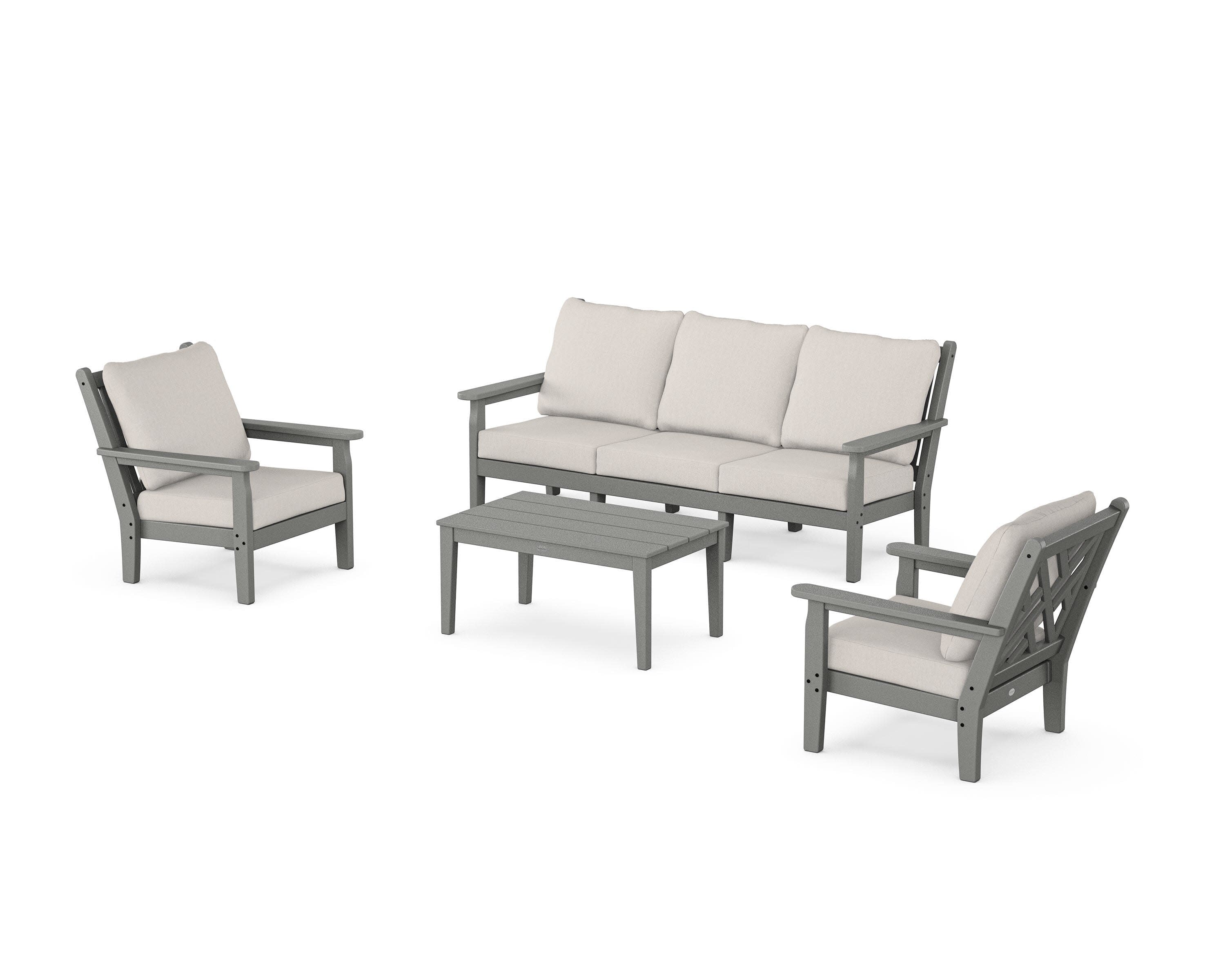 Chippendale 4-Piece Deep Seating Set with Sofa in Slate Grey / Cast Ash