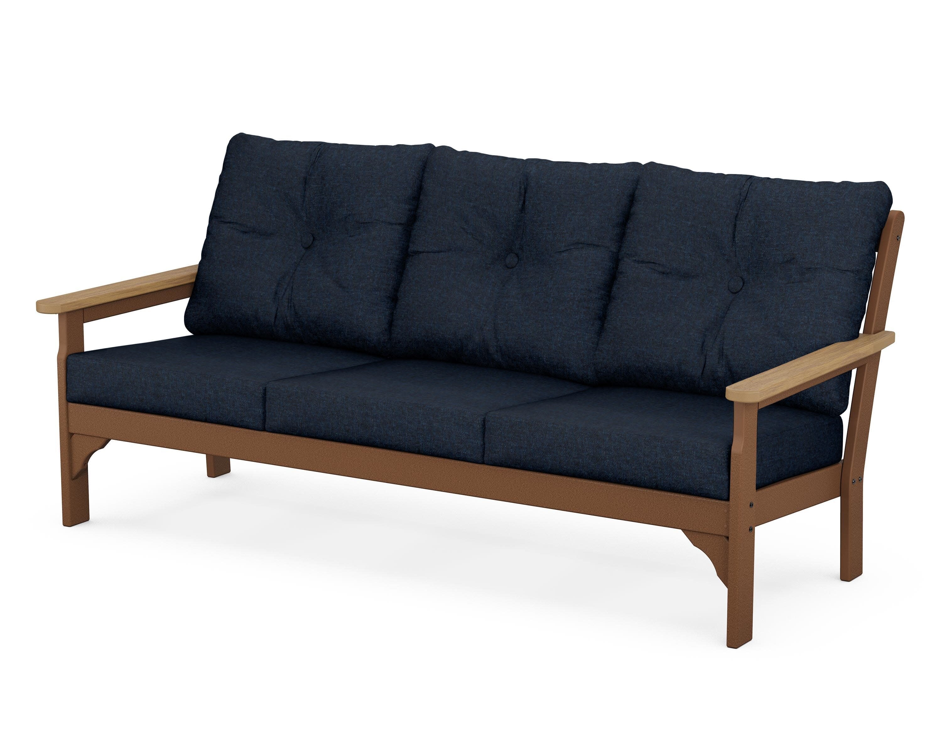 Vineyard Deep Seating Sofa in Teak / Natural / Marine Indigo