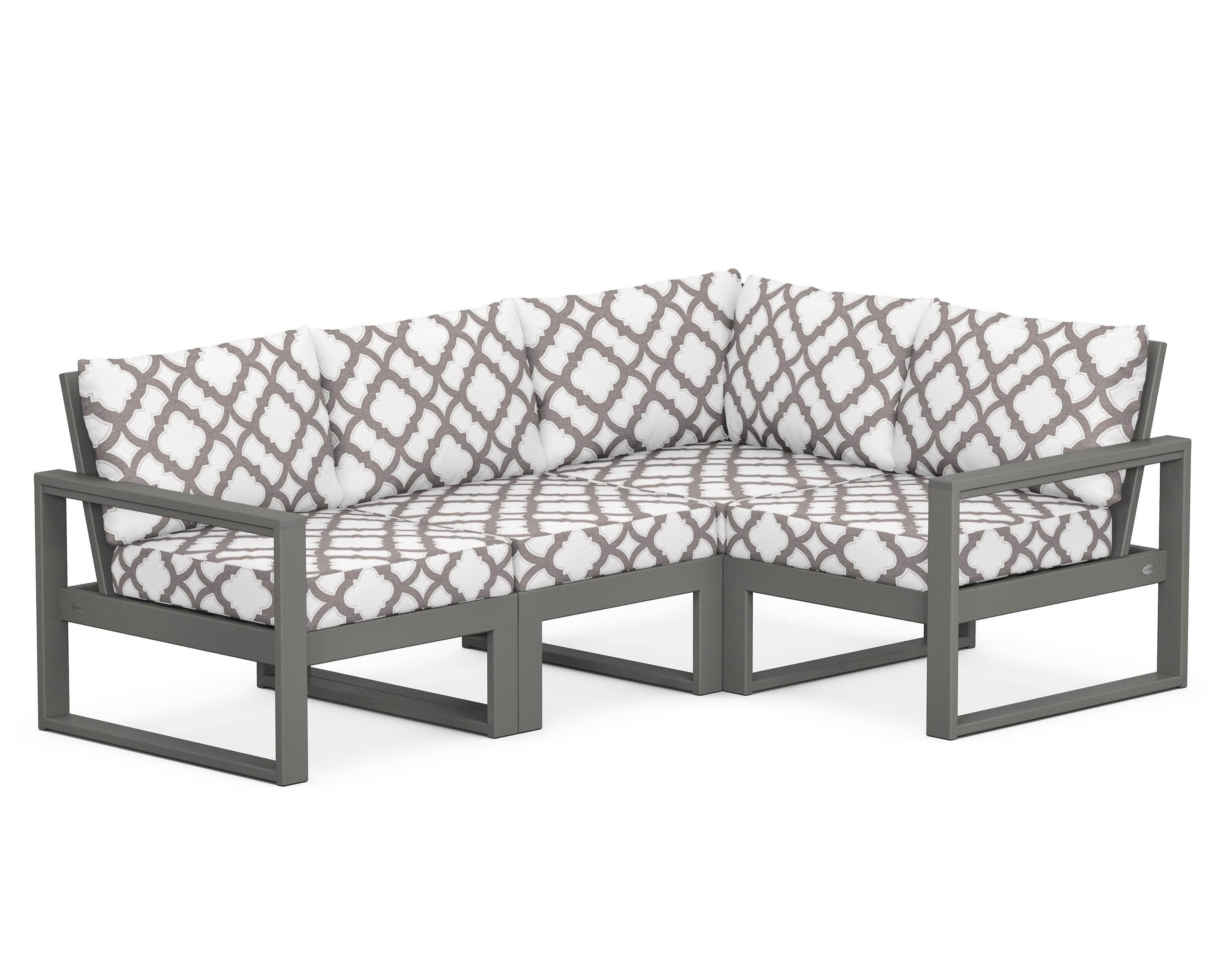 EDGE 4-Piece Modular Deep Seating Set in Slate Grey / Trellis Grey Mist