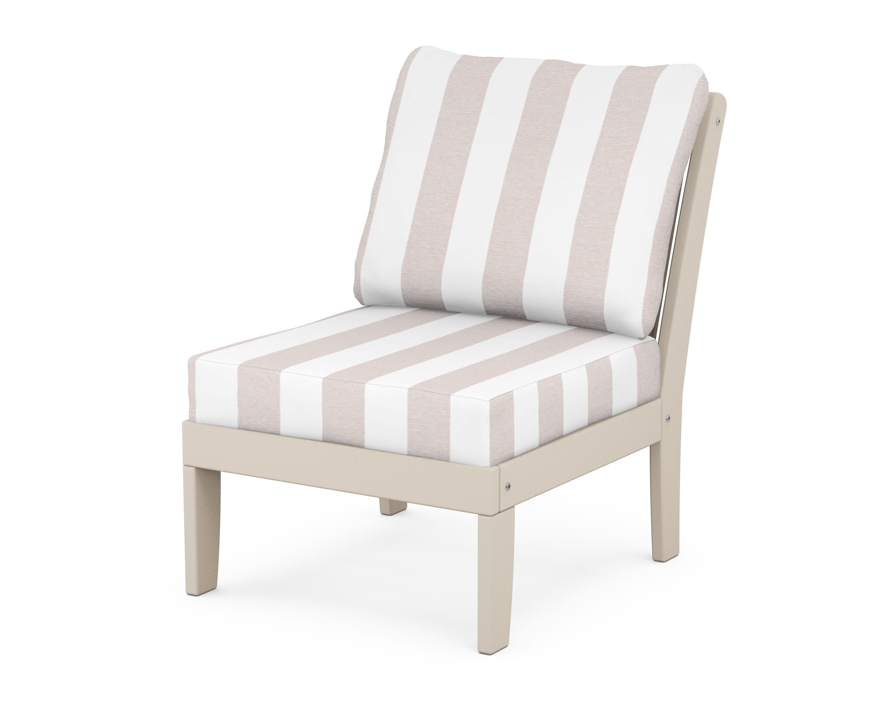 Braxton Modular Armless Chair in Sand / Cabana Stripe Dune Burlap
