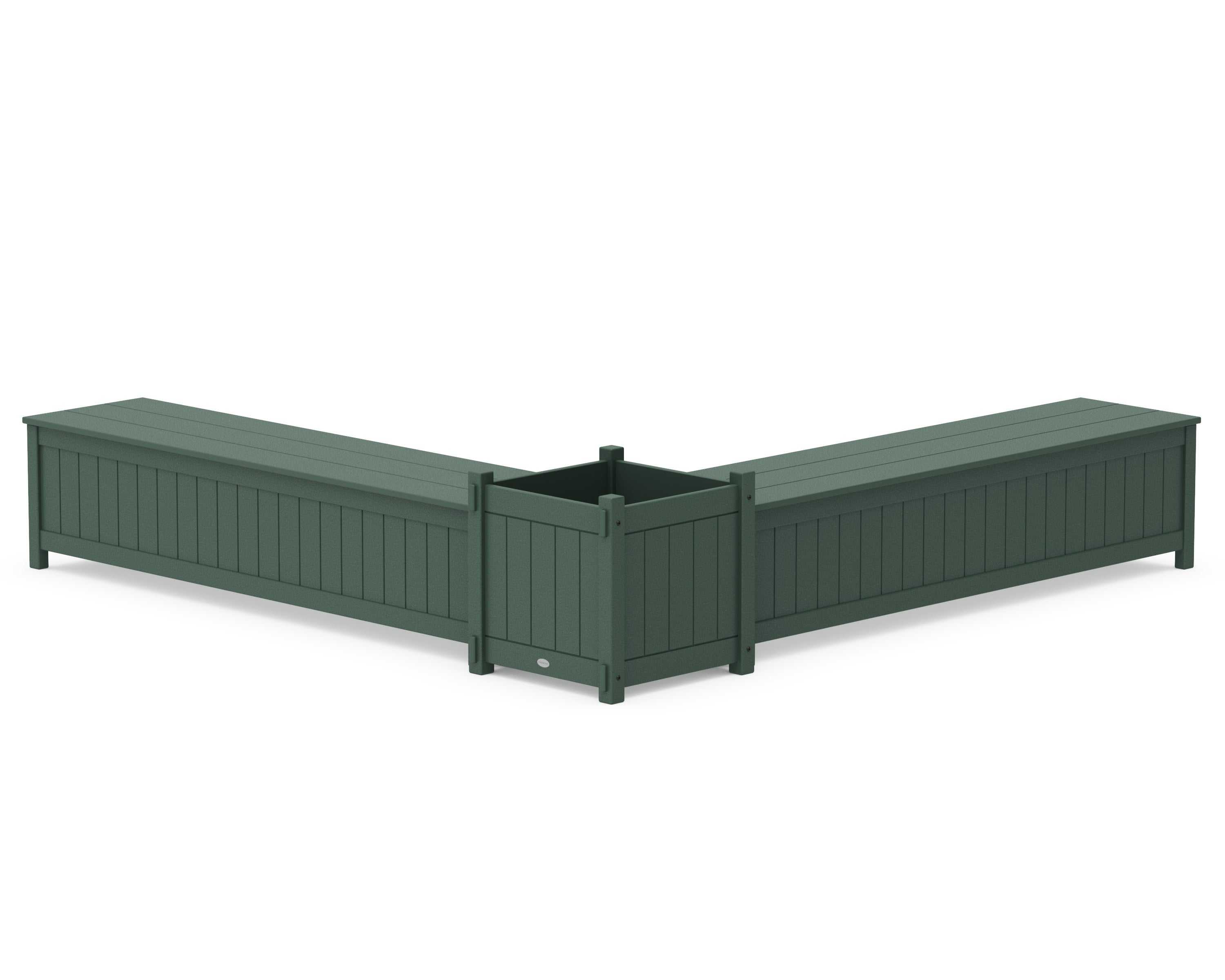 72" Vineyard L- Shaped Planter Storage Bench Set- Large in Green