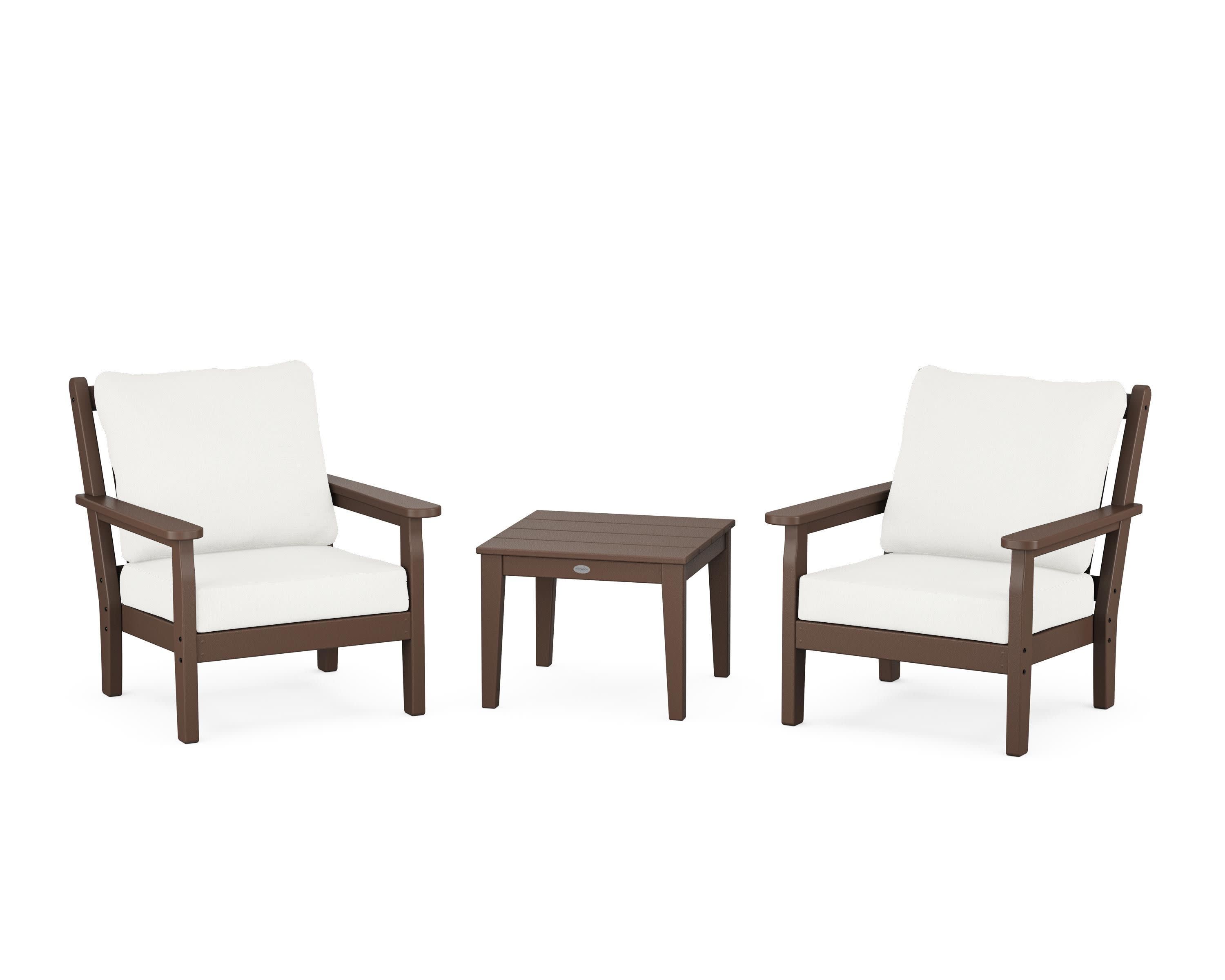 Chippendale 3-Piece Deep Seating Set in Mahogany / Natural Linen
