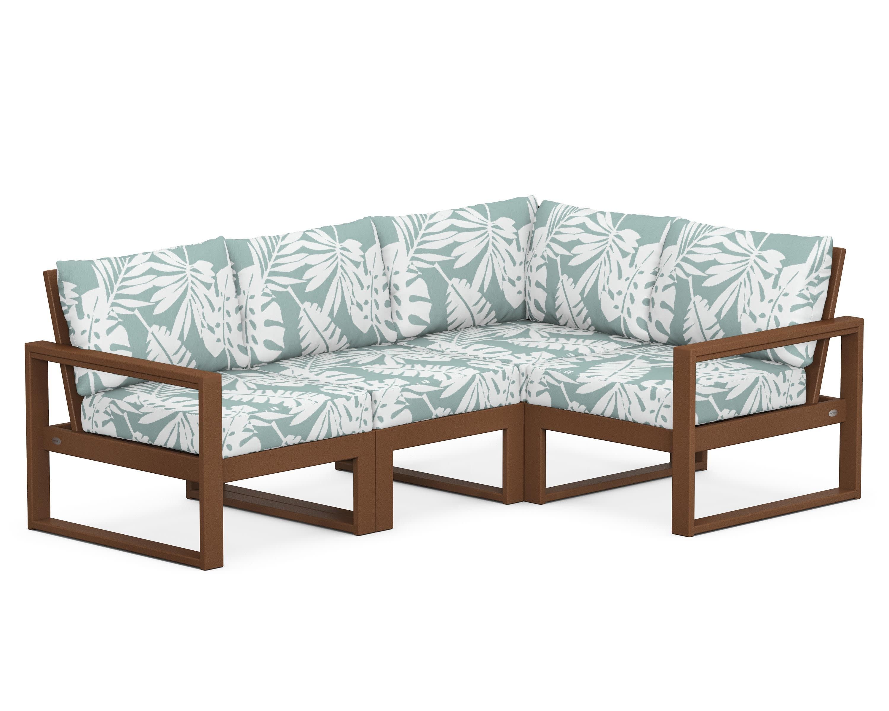 EDGE 4-Piece Modular Deep Seating Set in Teak / Leaf Glacier Spa
