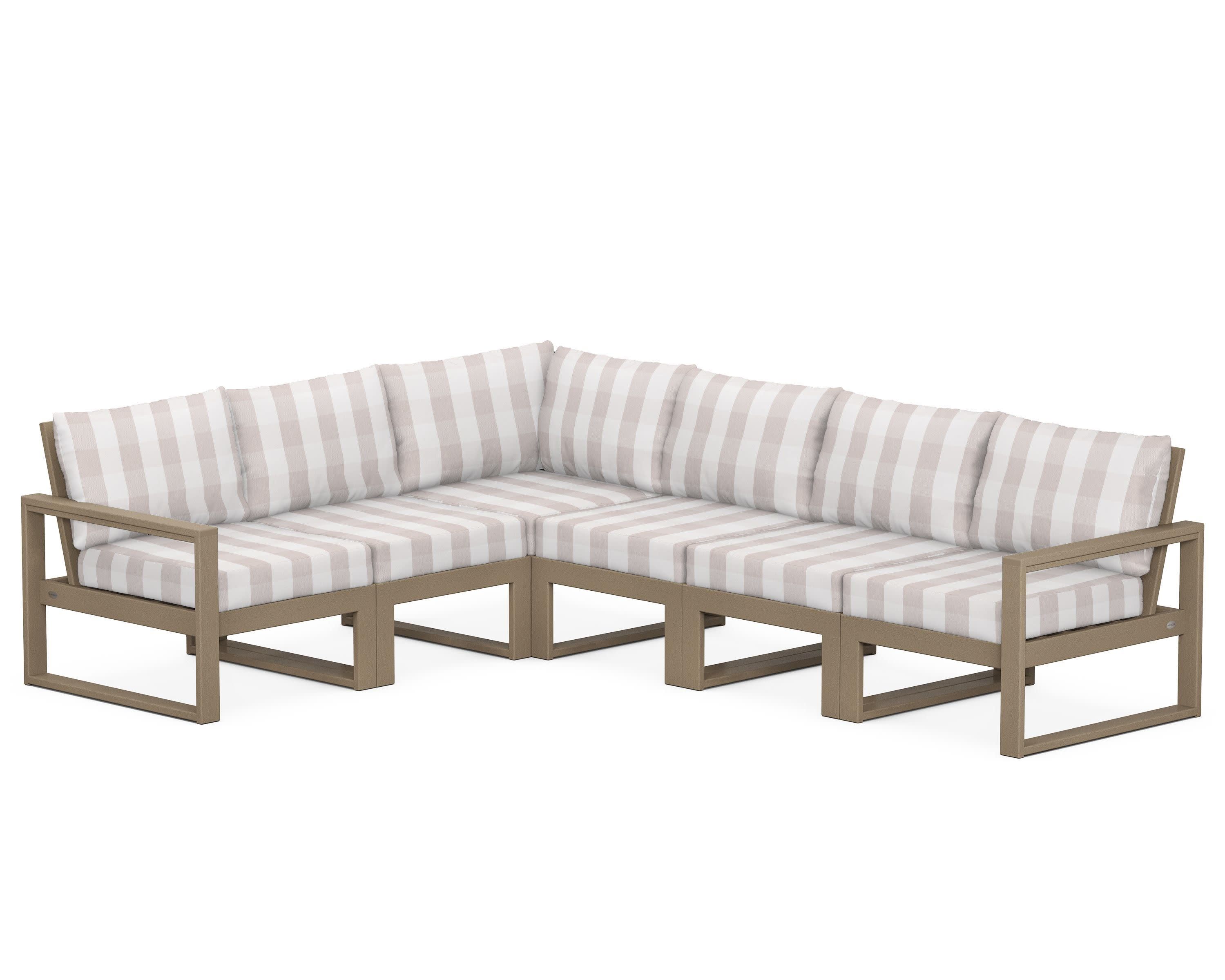 EDGE 6-Piece Modular Deep Seating Set in Vintage Sahara / Buffalo Plaid Dune Burlap