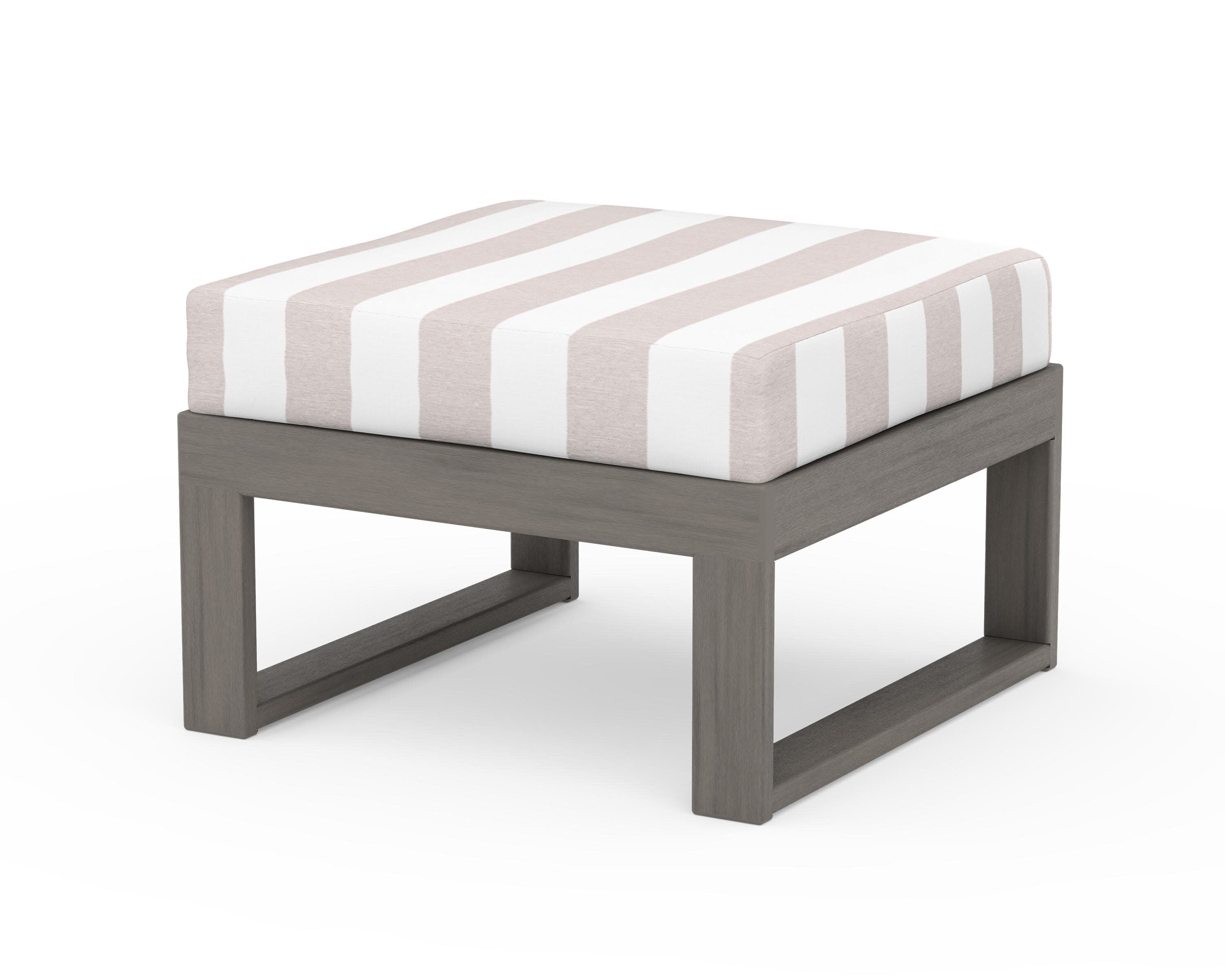 Modular Ottoman - Modern in Driftwood / Cabana Stripe Dune Burlap