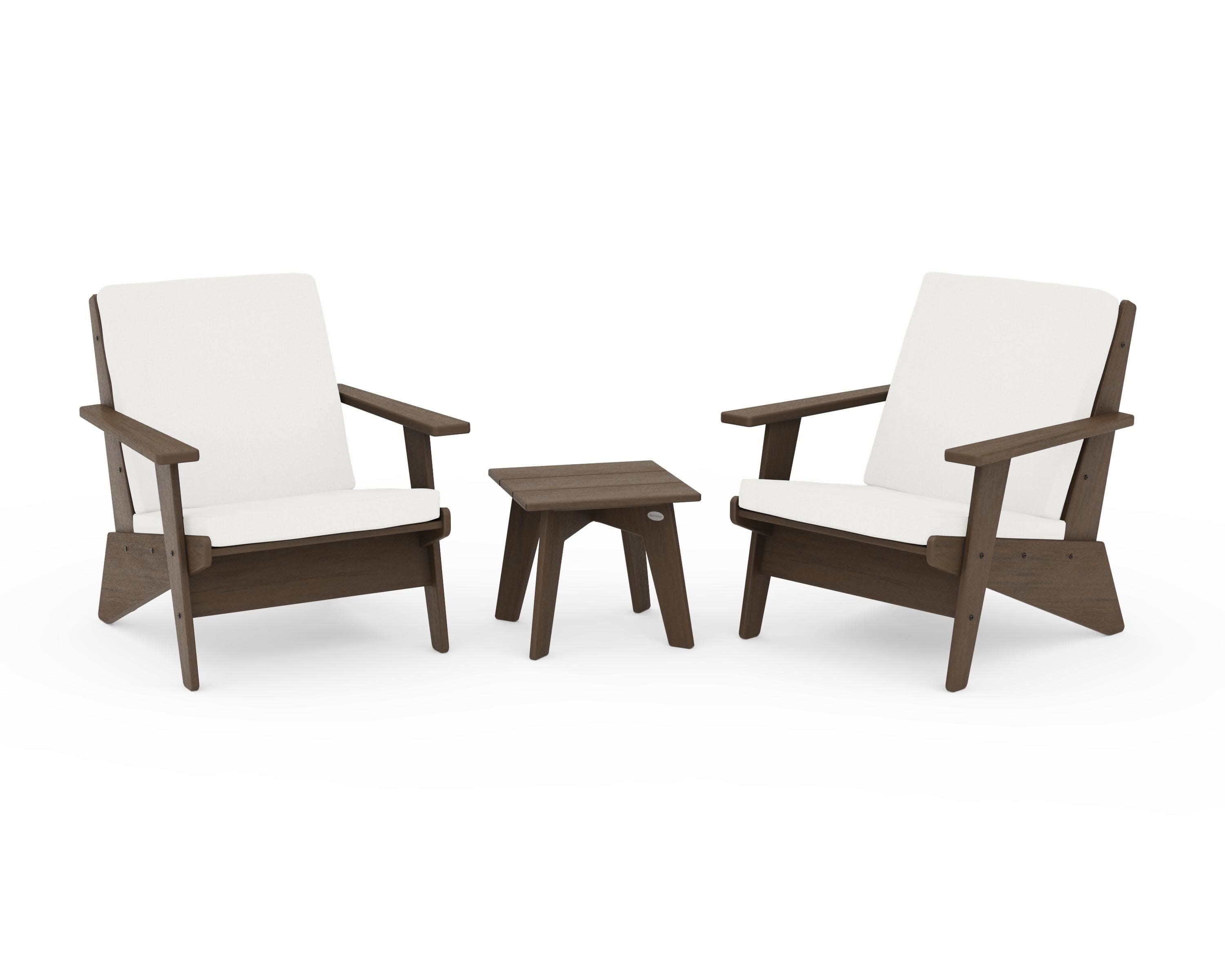 Riviera Modern Lounge 3-Piece Set in Kona / Natural Linen