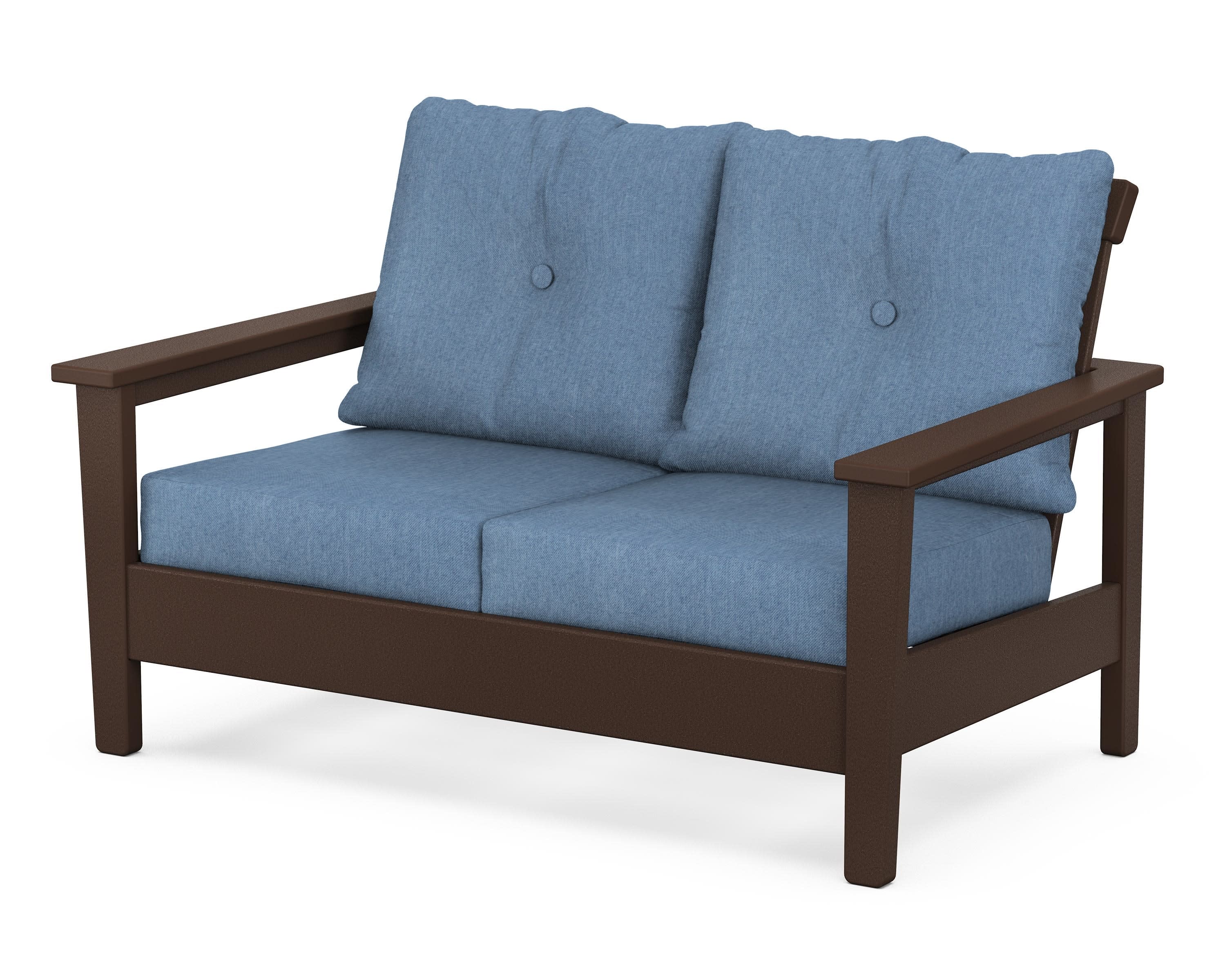 Prescott Deep Seating Loveseat in Mahogany / Sky Blue