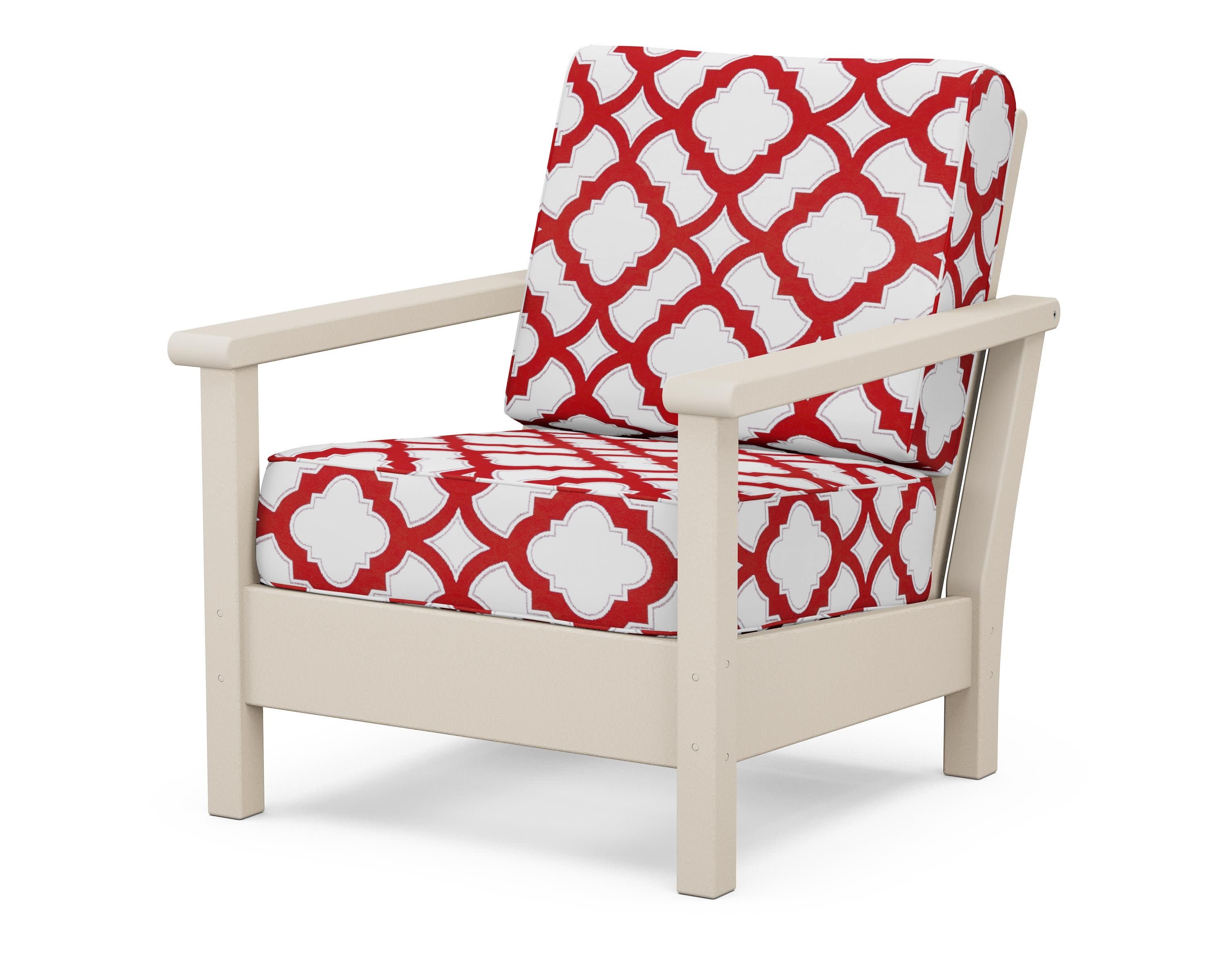 Harbour Deep Seating Chair in Sand / Trellis Crimson