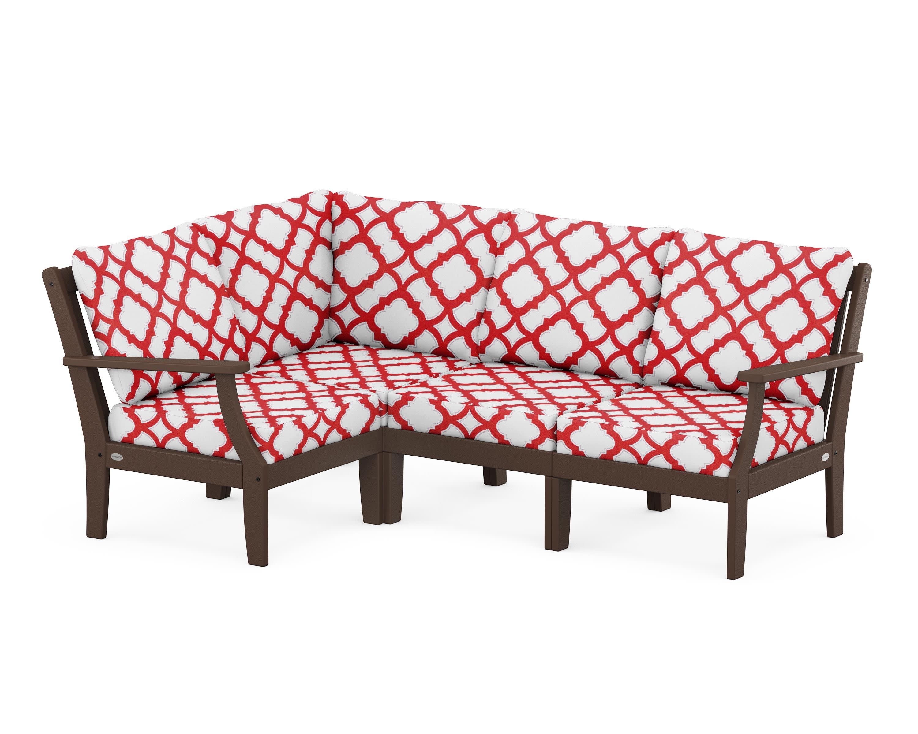 Braxton Modular 4-Piece Deep Seating Set in Mahogany / Trellis Crimson