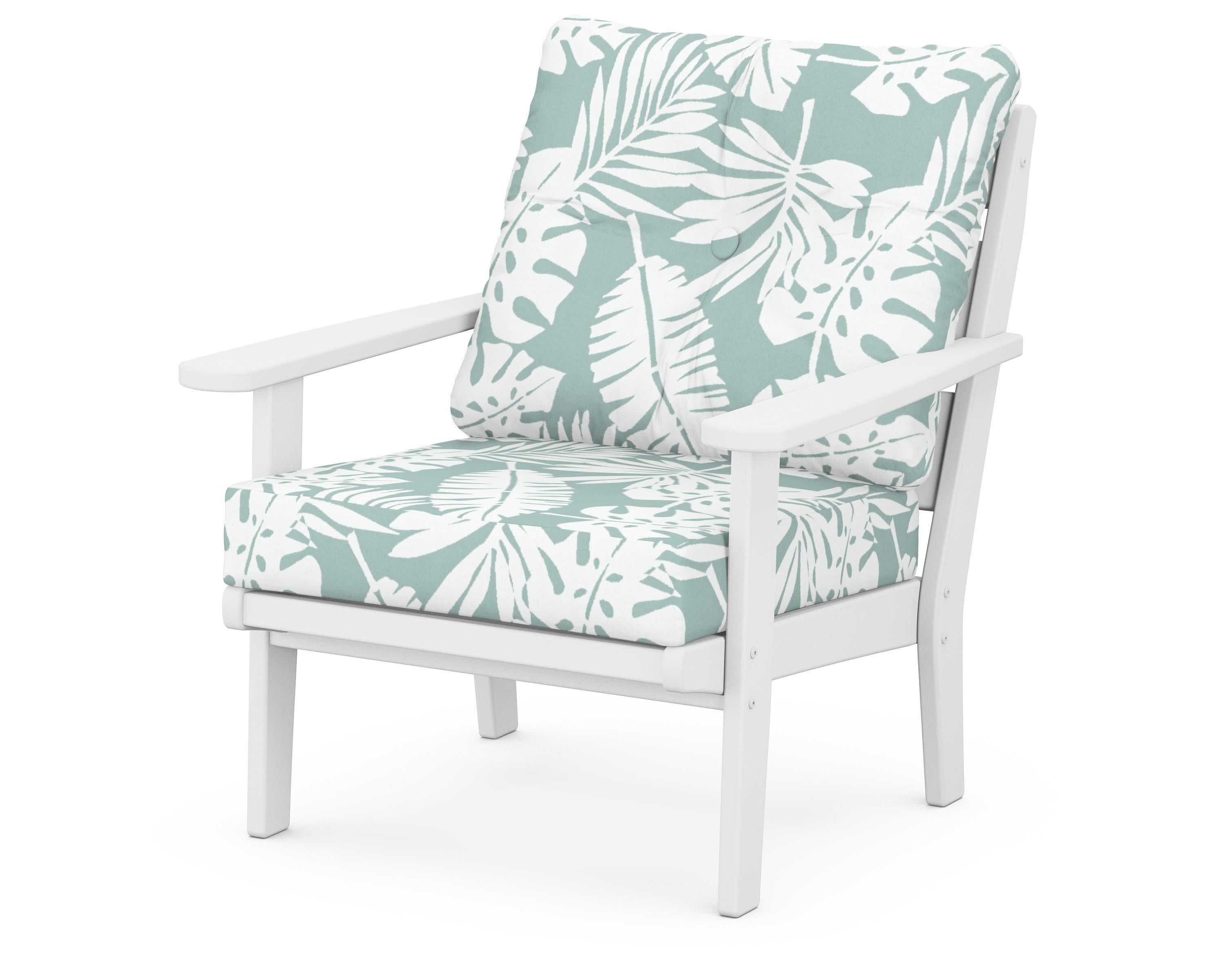 Lakeside Deep Seating Chair in White / Leaf Glacier Spa