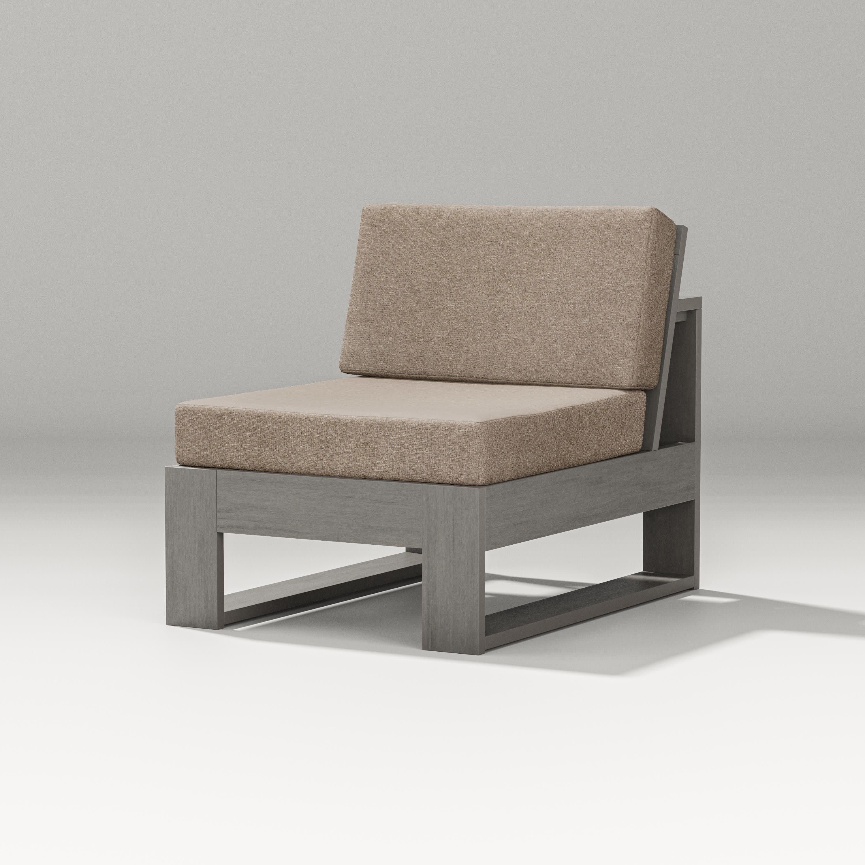 Latitude Modular Armless Chair in Driftwood / Spiced Burlap