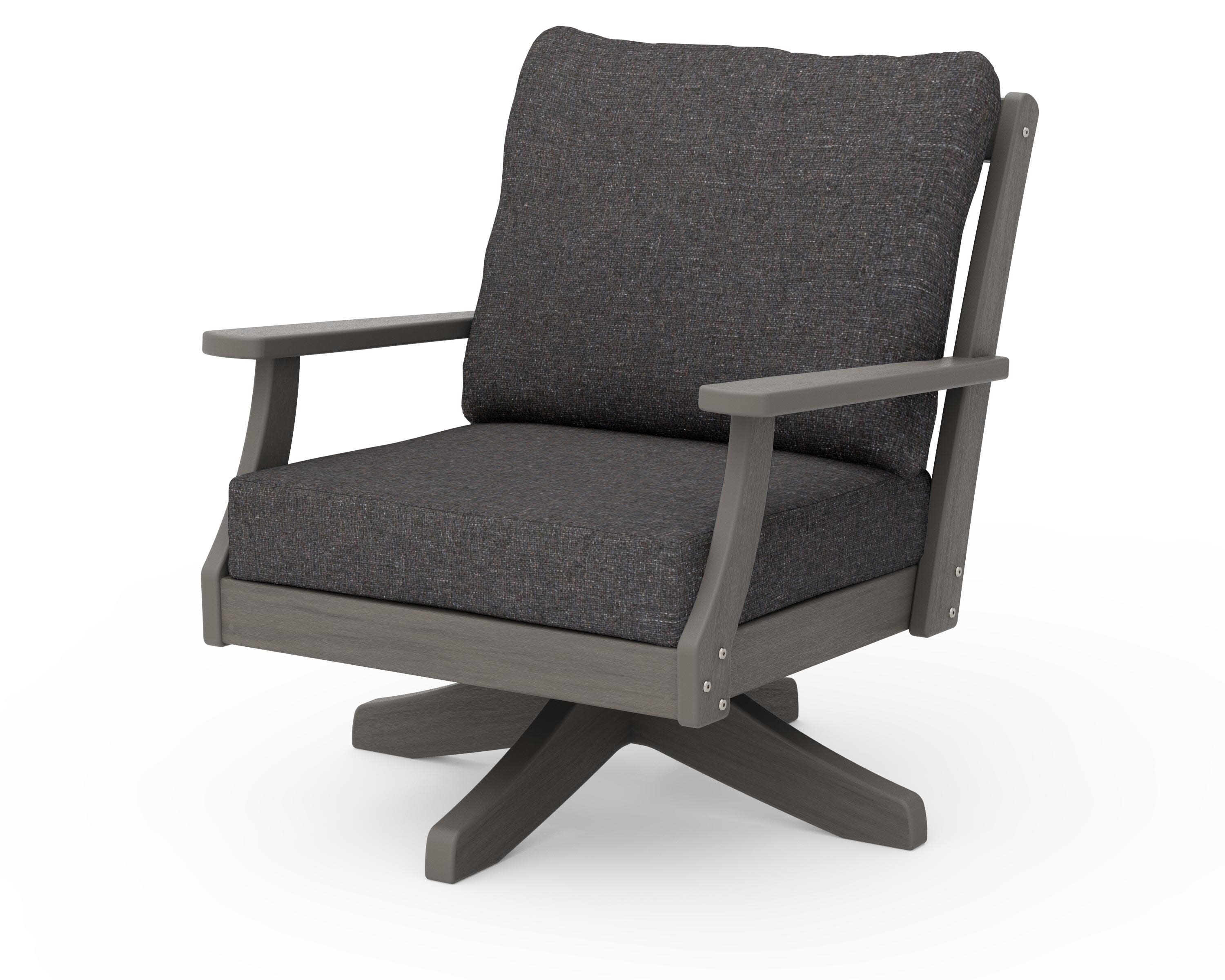 Braxton Deep Seating Swivel Chair in Driftwood / Ash Charcoal