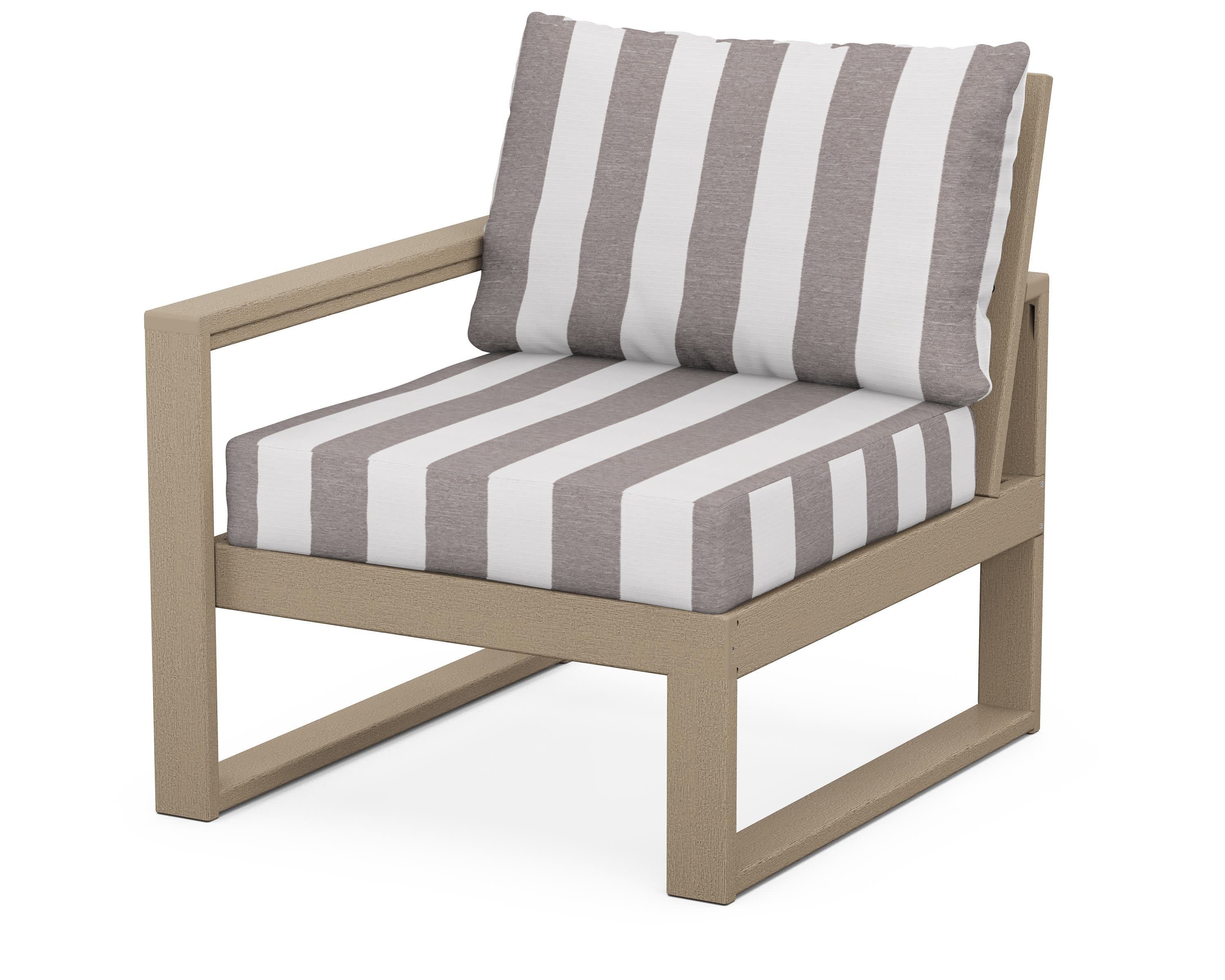 EDGE Modular Left Arm Chair in Vintage Sahara / Cabana Stripe Grey Mist