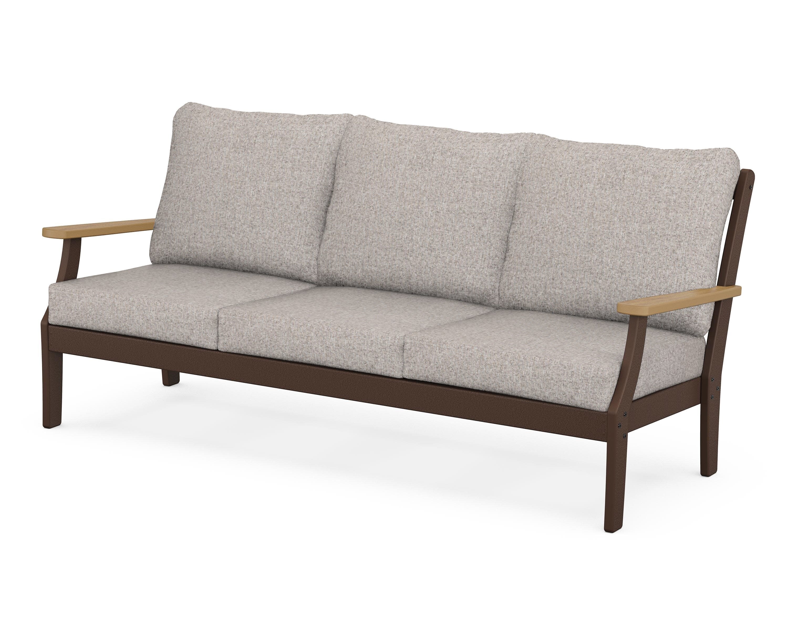 Braxton Deep Seating Sofa in Mahogany / Natural / Weathered Tweed
