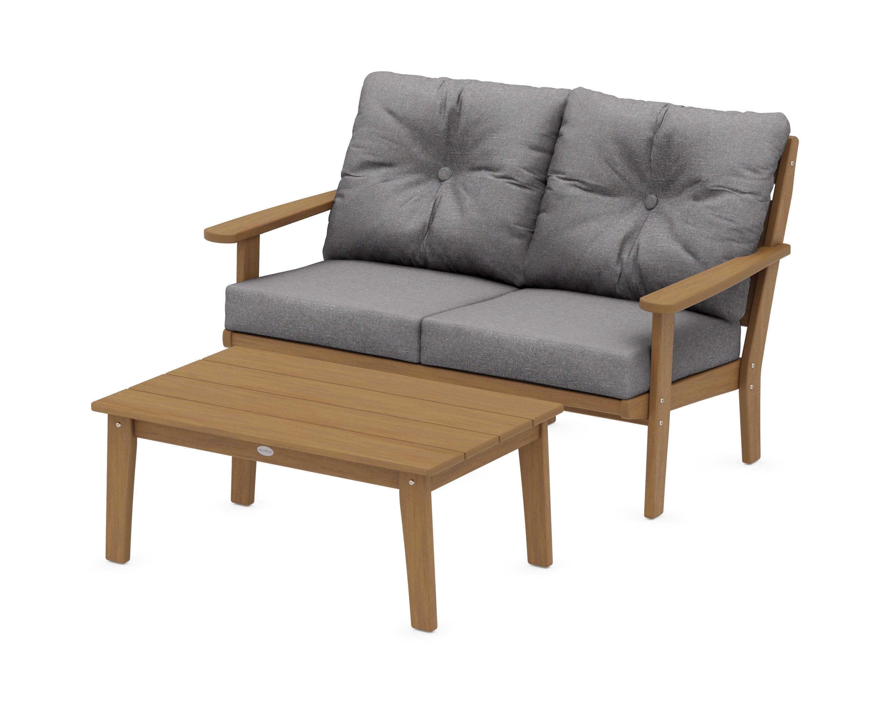Lakeside 2-Piece Lounge Loveseat Set in Natural / Ash Charcoal