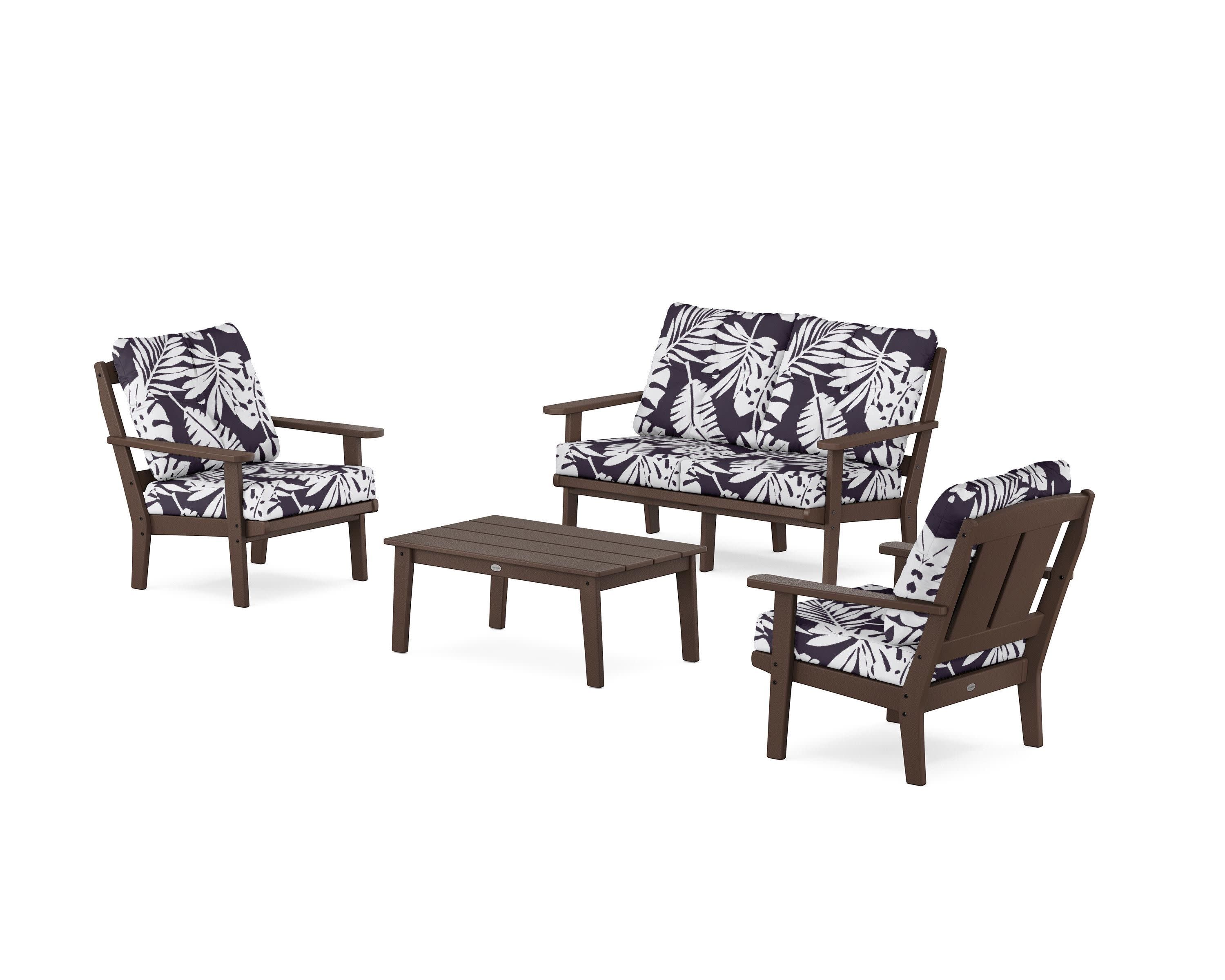 Mission 4-Piece Deep Seating Set with Loveseat in Mahogany / Leaf Navy