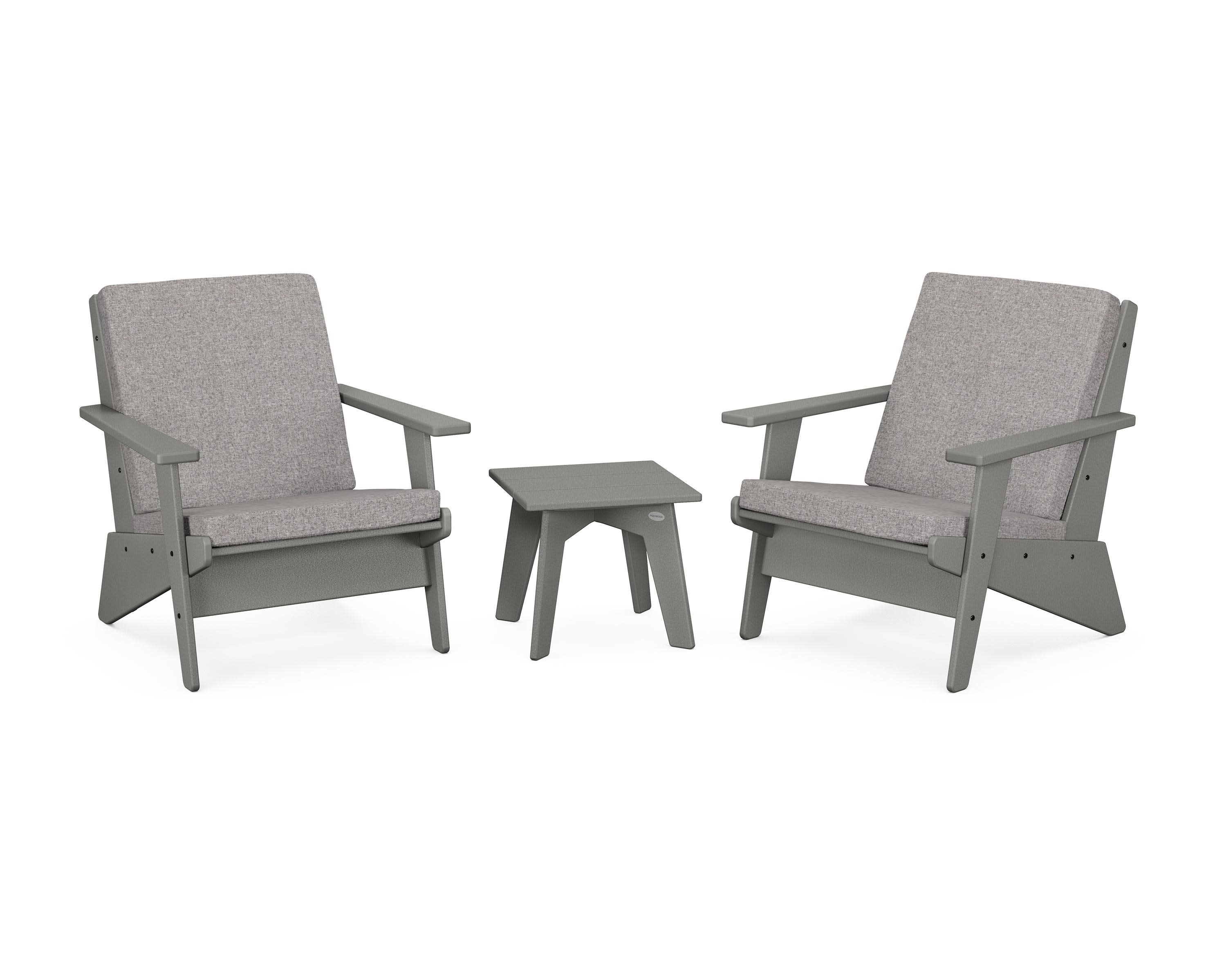 Riviera Modern Lounge 3-Piece Set in Slate Grey / Grey Mist