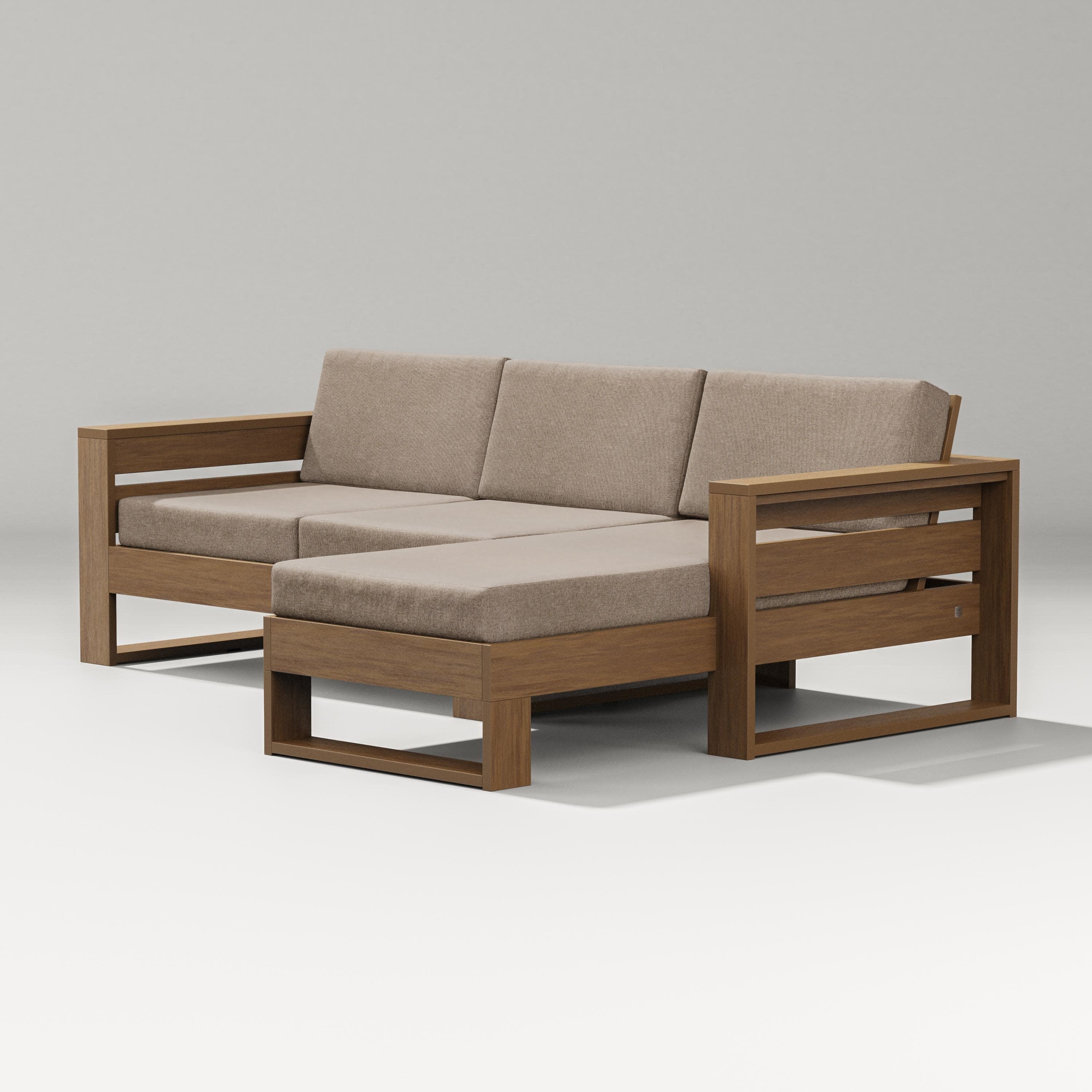 Latitude Right Chaise Sectional in Natural / Spiced Burlap