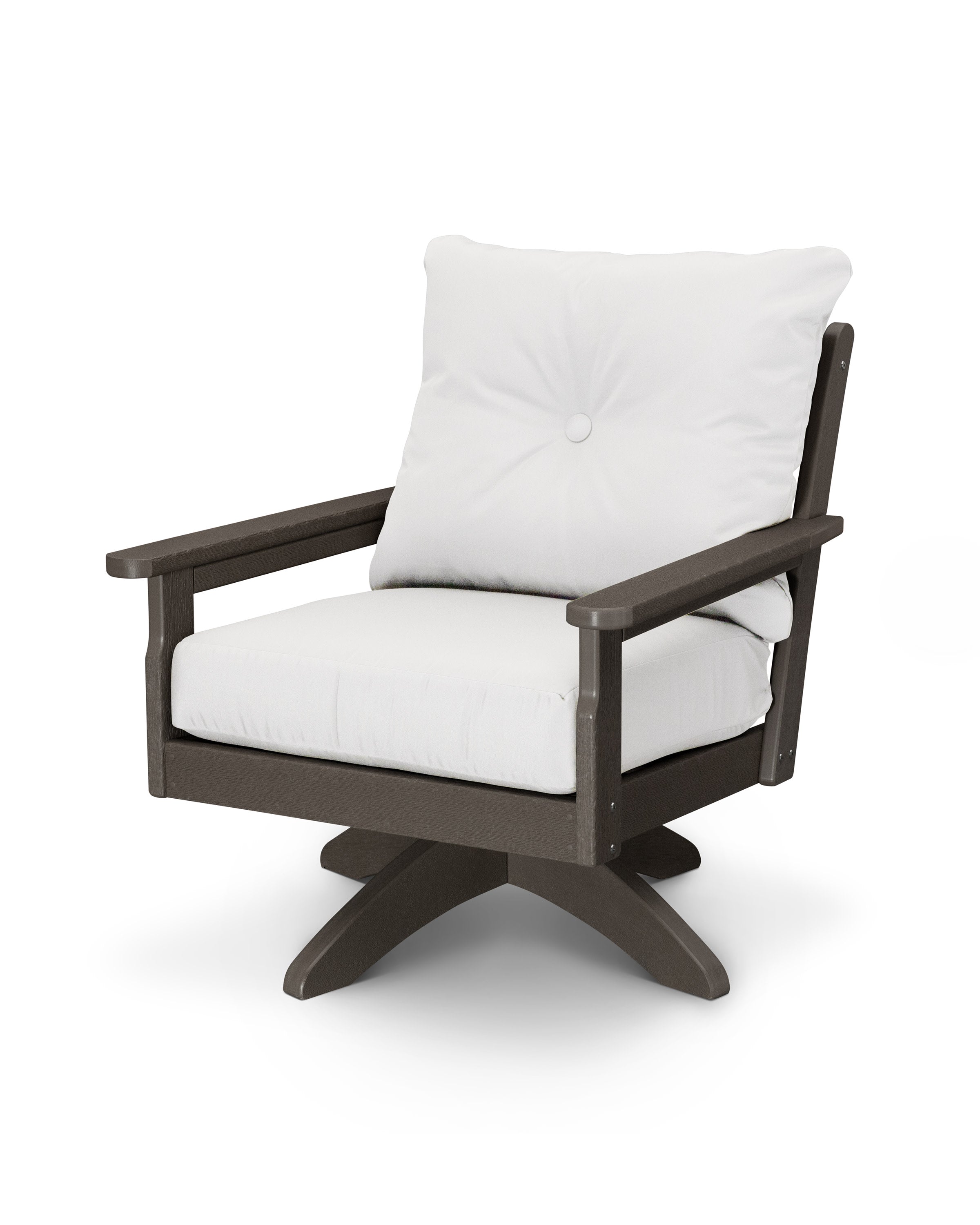 Vineyard Deep Seating Swivel Chair in Vintage Coffee / Natural
