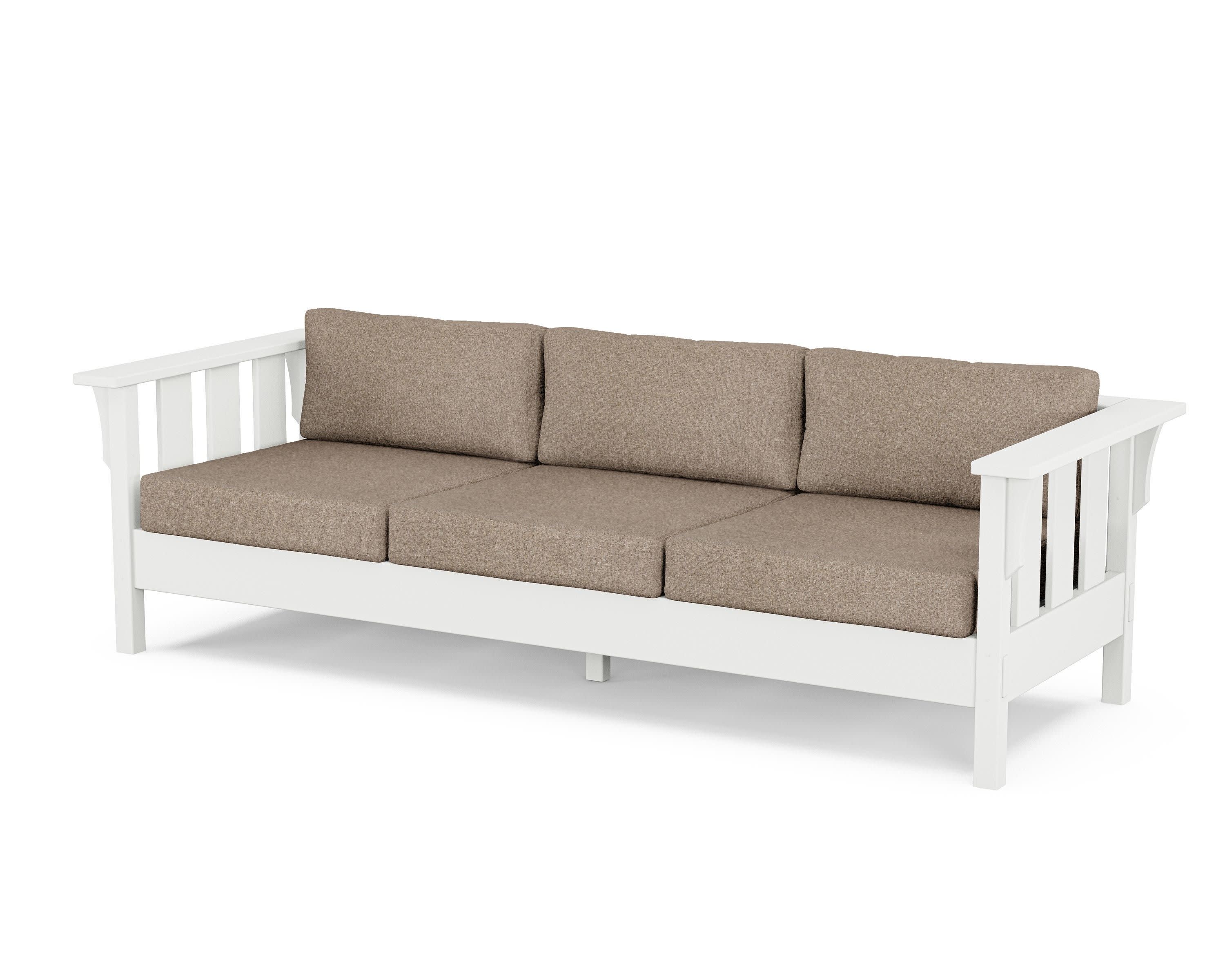 Acadia Deep Seating Sofa in White / Spiced Burlap