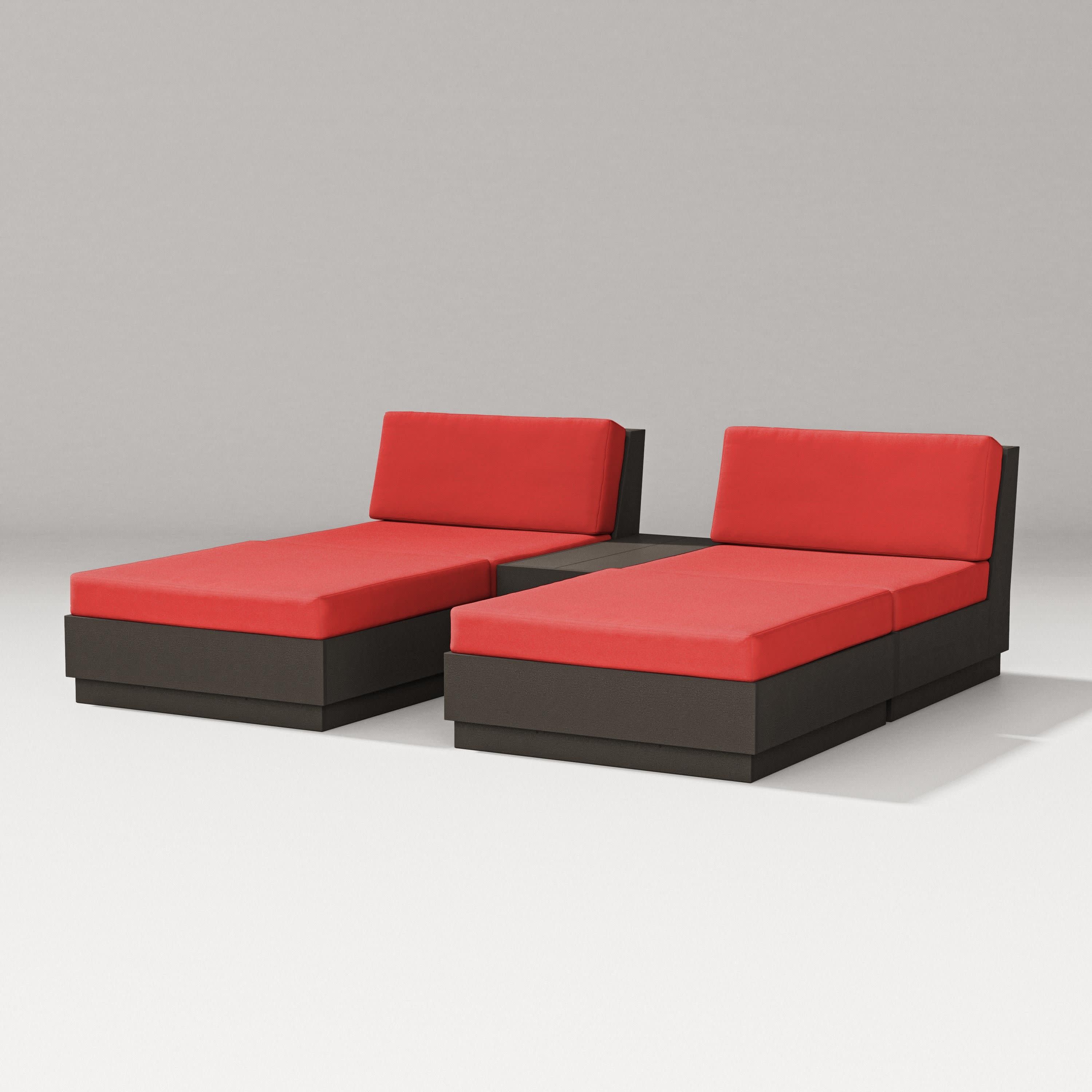 Elevate Double Chaise Set in Vintage Coffee / Crimson Linen