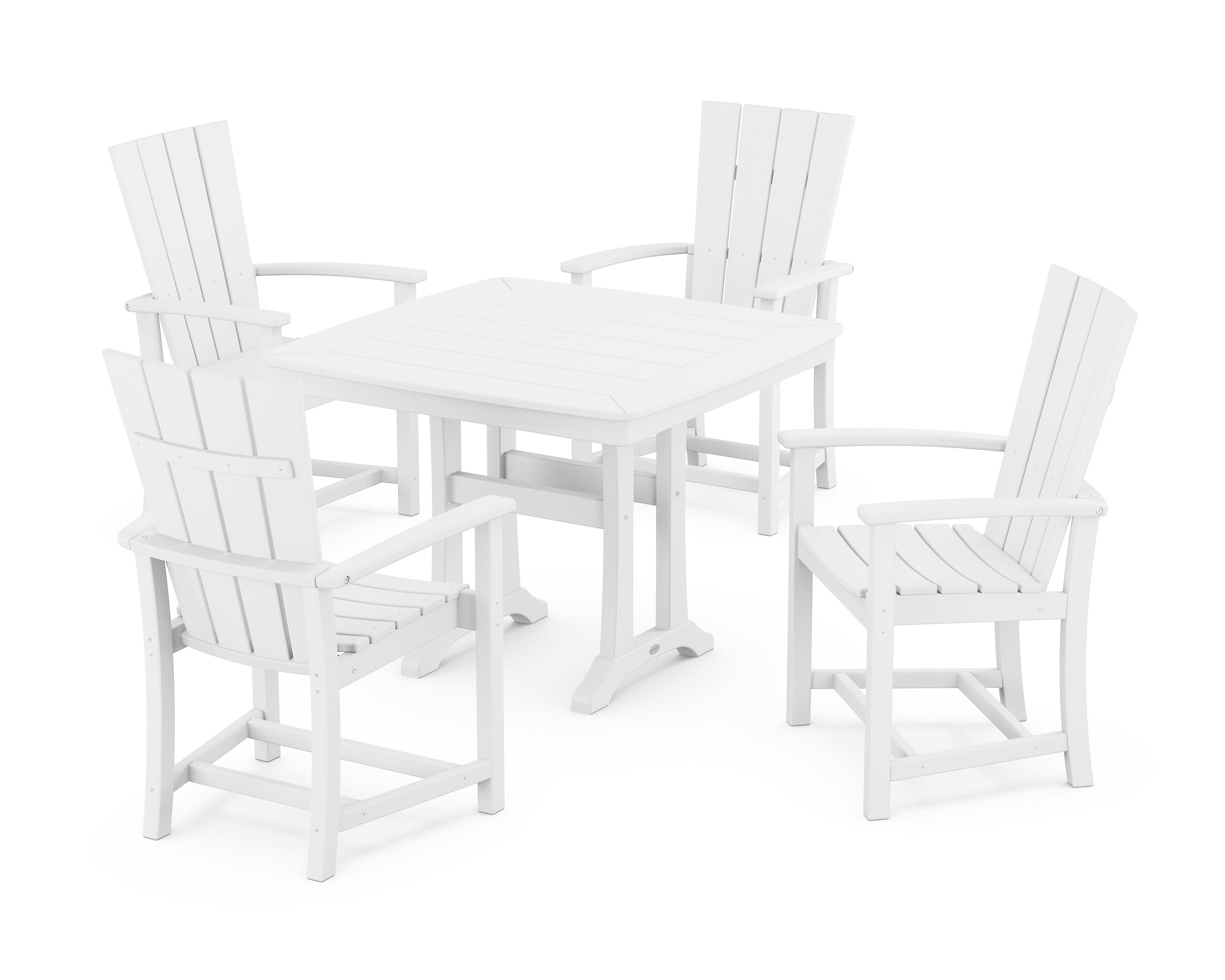 Quattro 5-Piece Dining Set with Trestle Legs in White