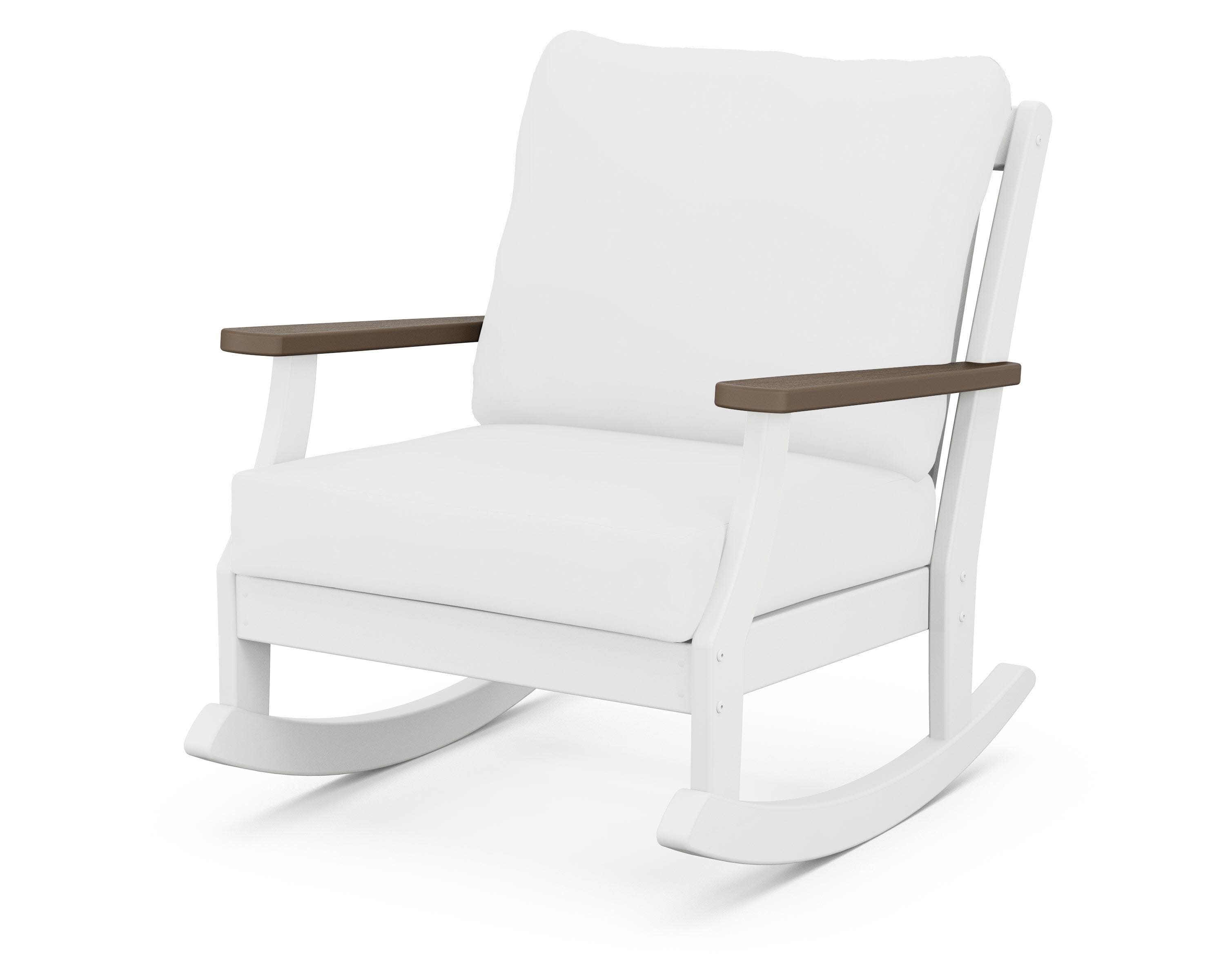 Braxton Deep Seating Rocking Chair in White / Kona / Natural