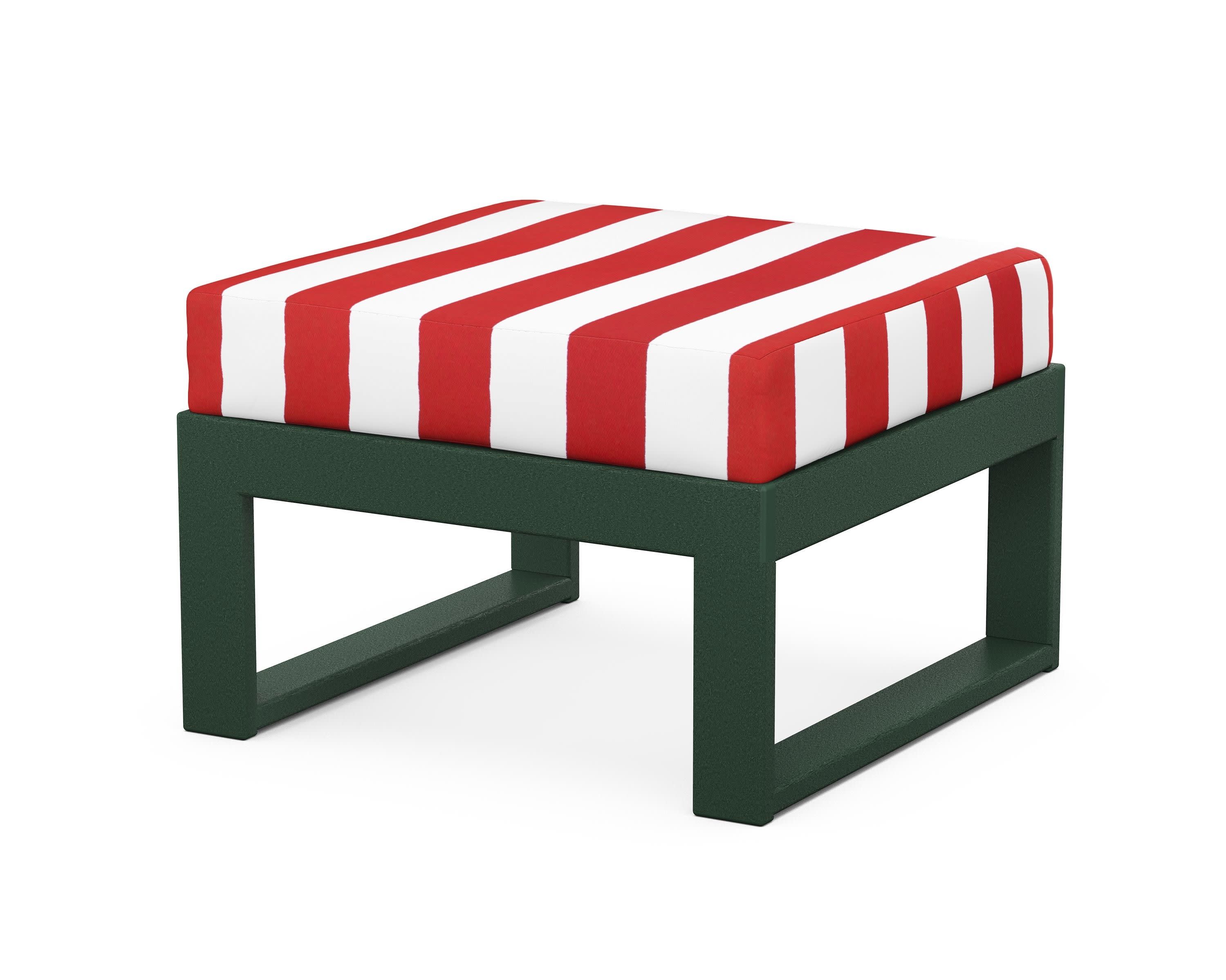 Modular Ottoman - Modern in Green / Cabana Stripe Crimson