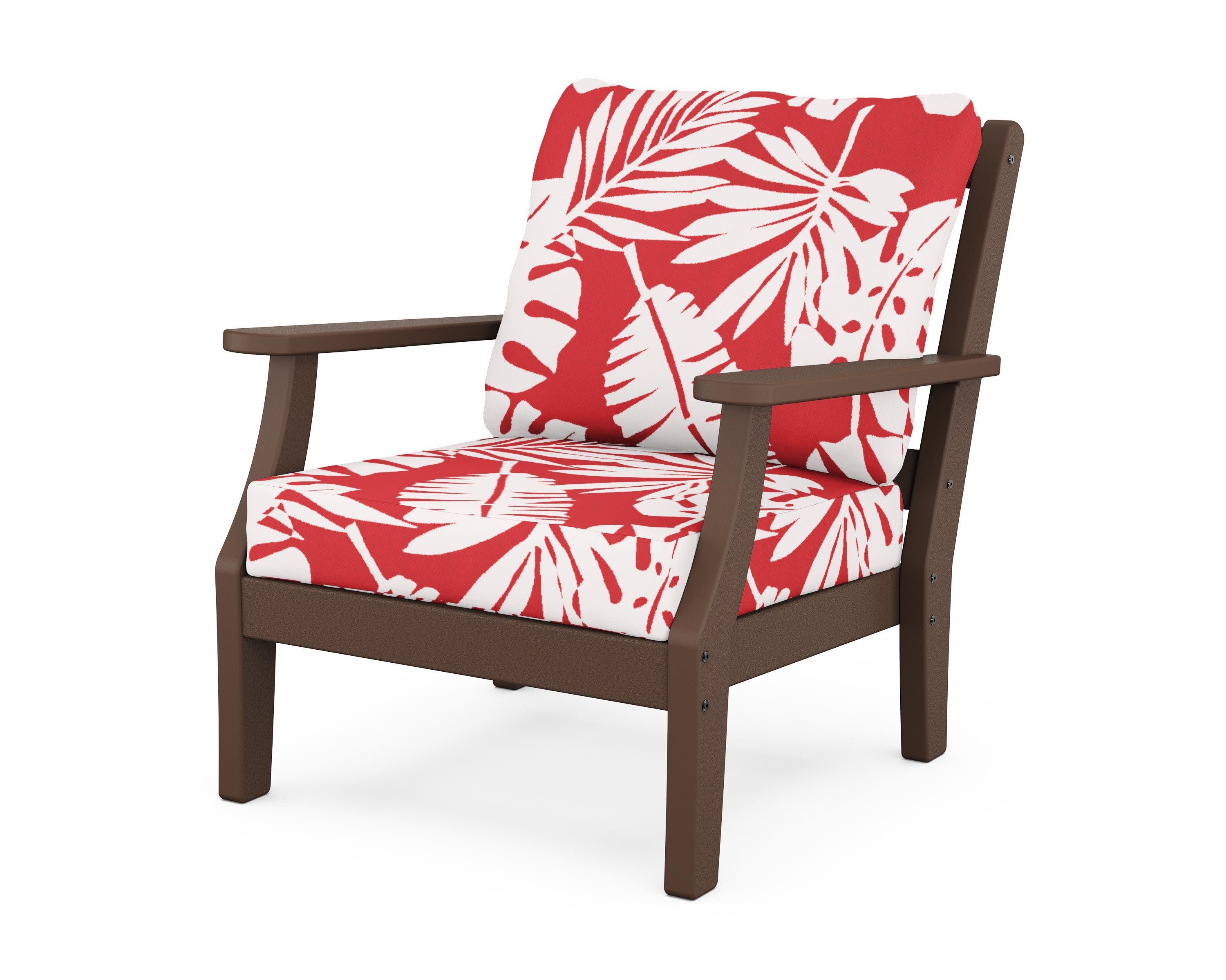 Chinoiserie Deep Seating Chair in Mahogany / Leaf Crimson