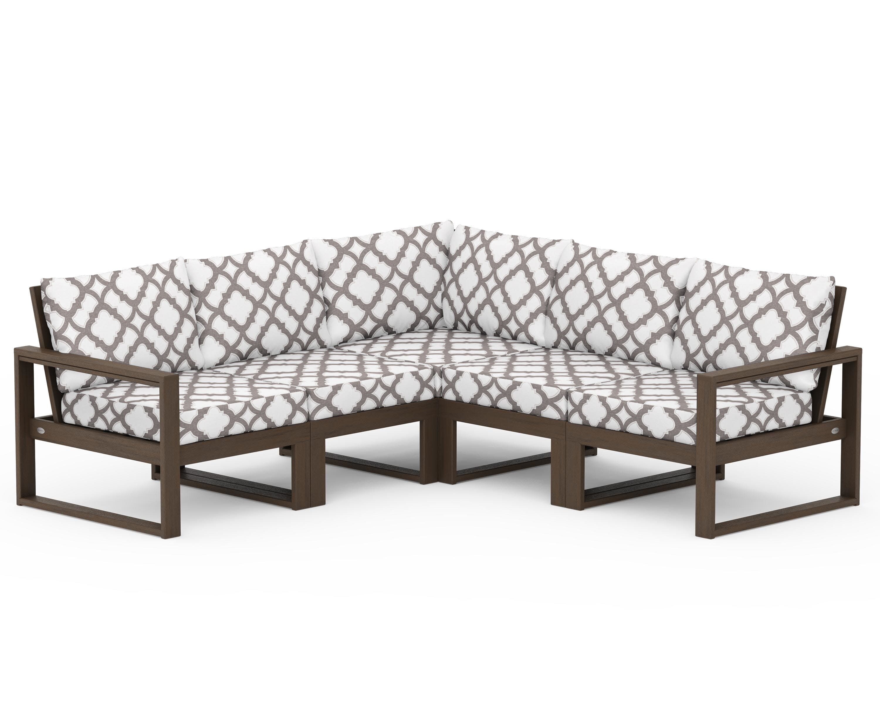 EDGE 5-Piece Modular Deep Seating Set in Kona / Trellis Grey Mist