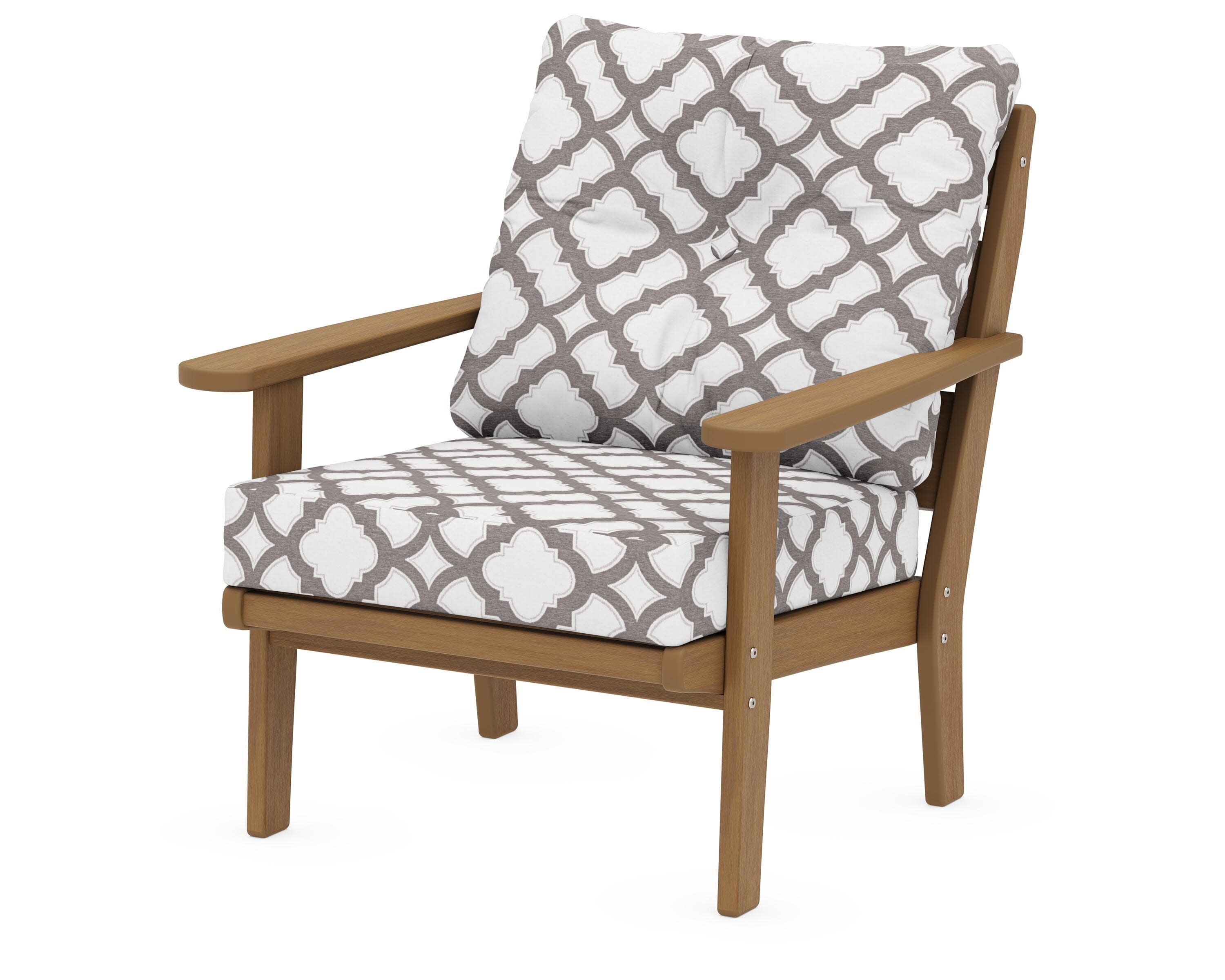 Lakeside Deep Seating Chair in Natural / Trellis Grey Mist