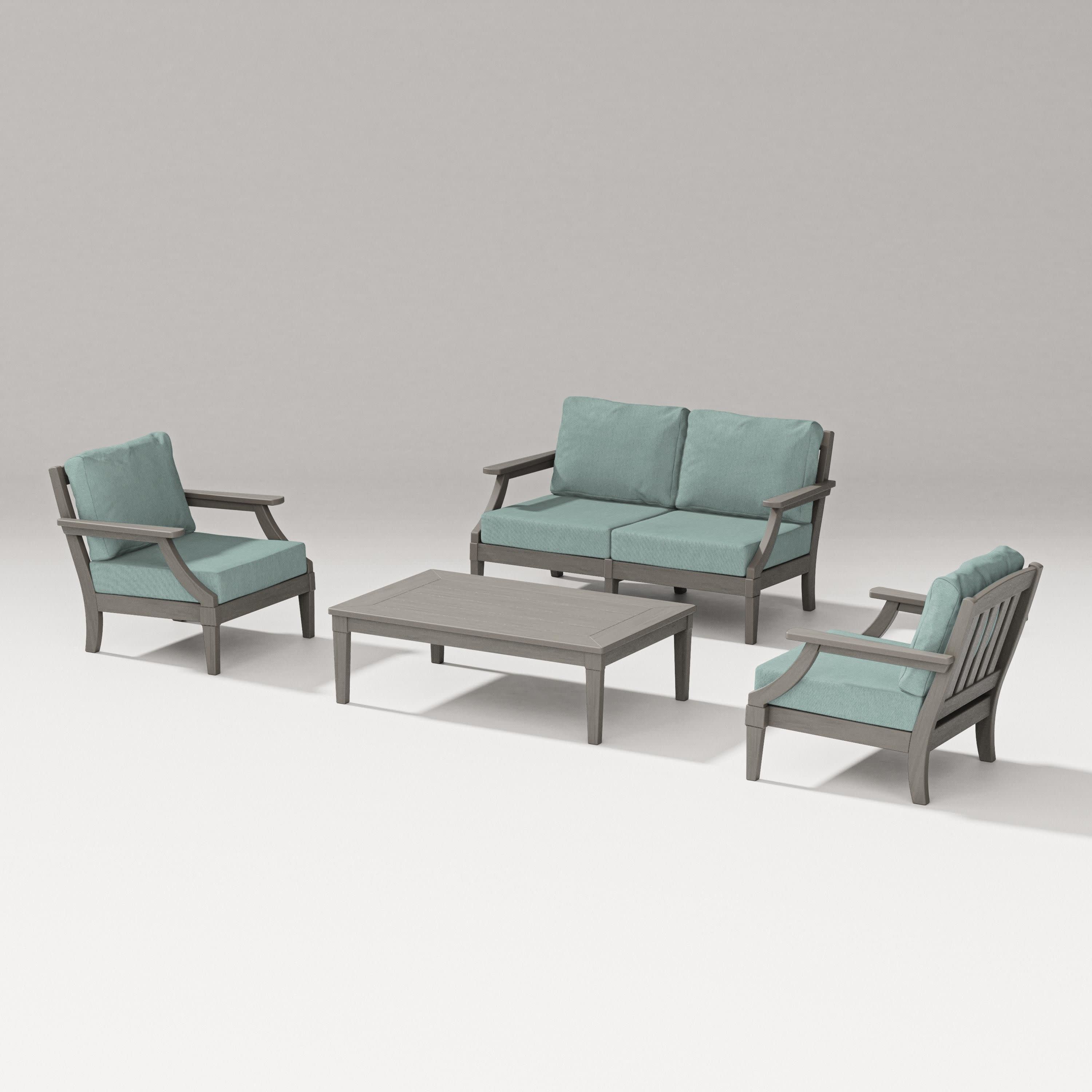 Estate Lounge 4-Piece Loveseat Set in Driftwood / Glacier Spa