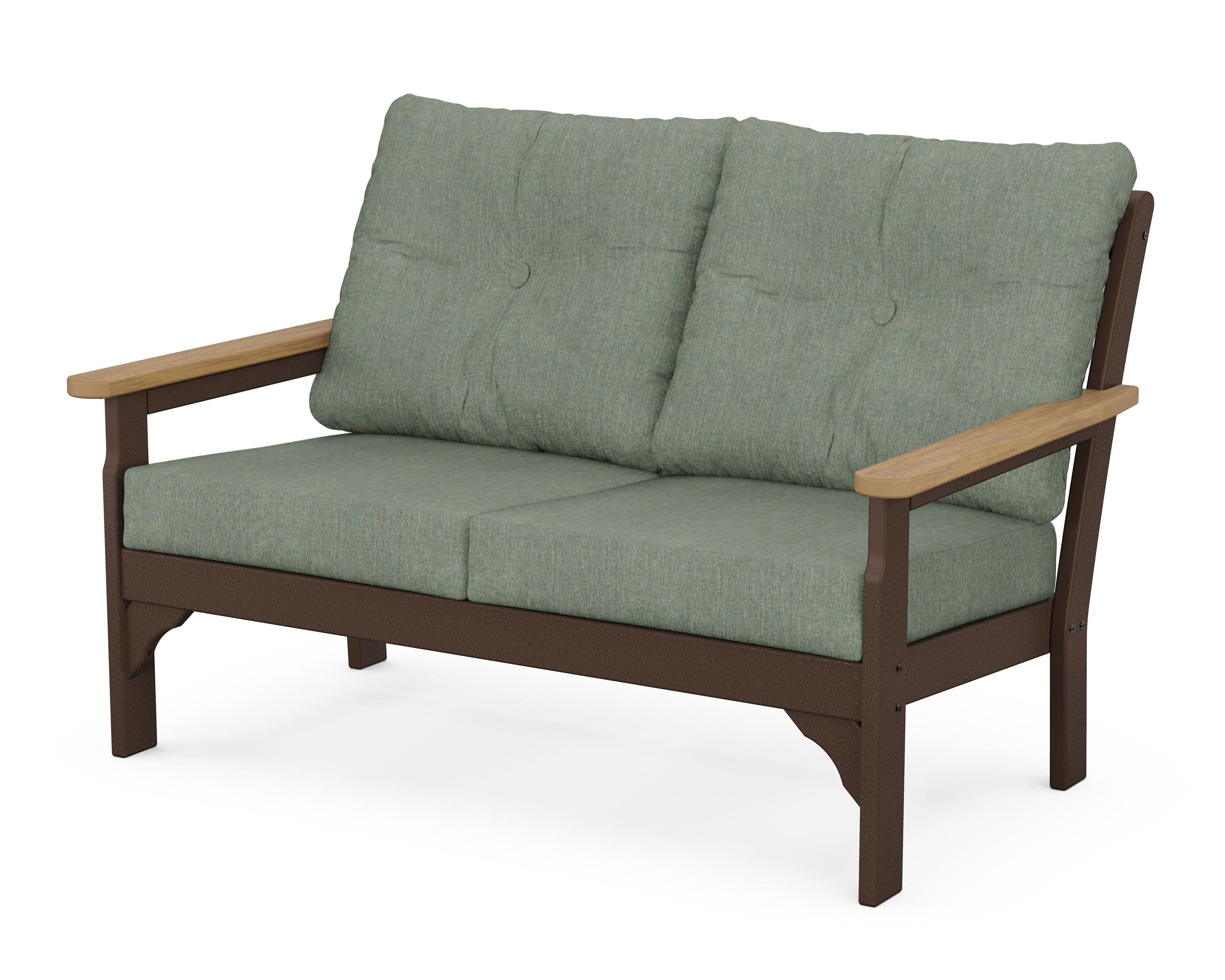 Vineyard Deep Seating Loveseat in Mahogany / Natural / Cast Sage