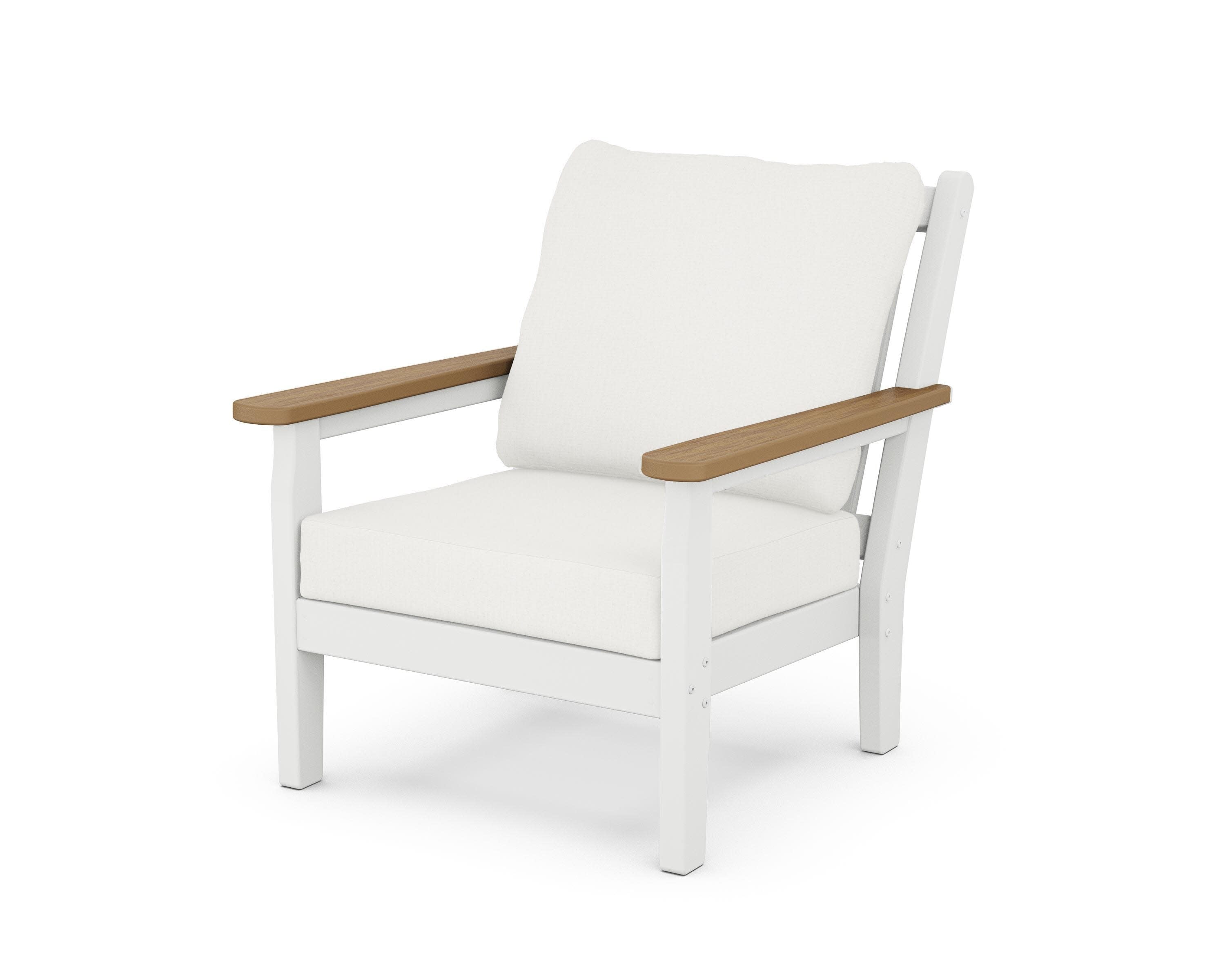 Chippendale Deep Seating Chair in White / Natural / Natural Linen