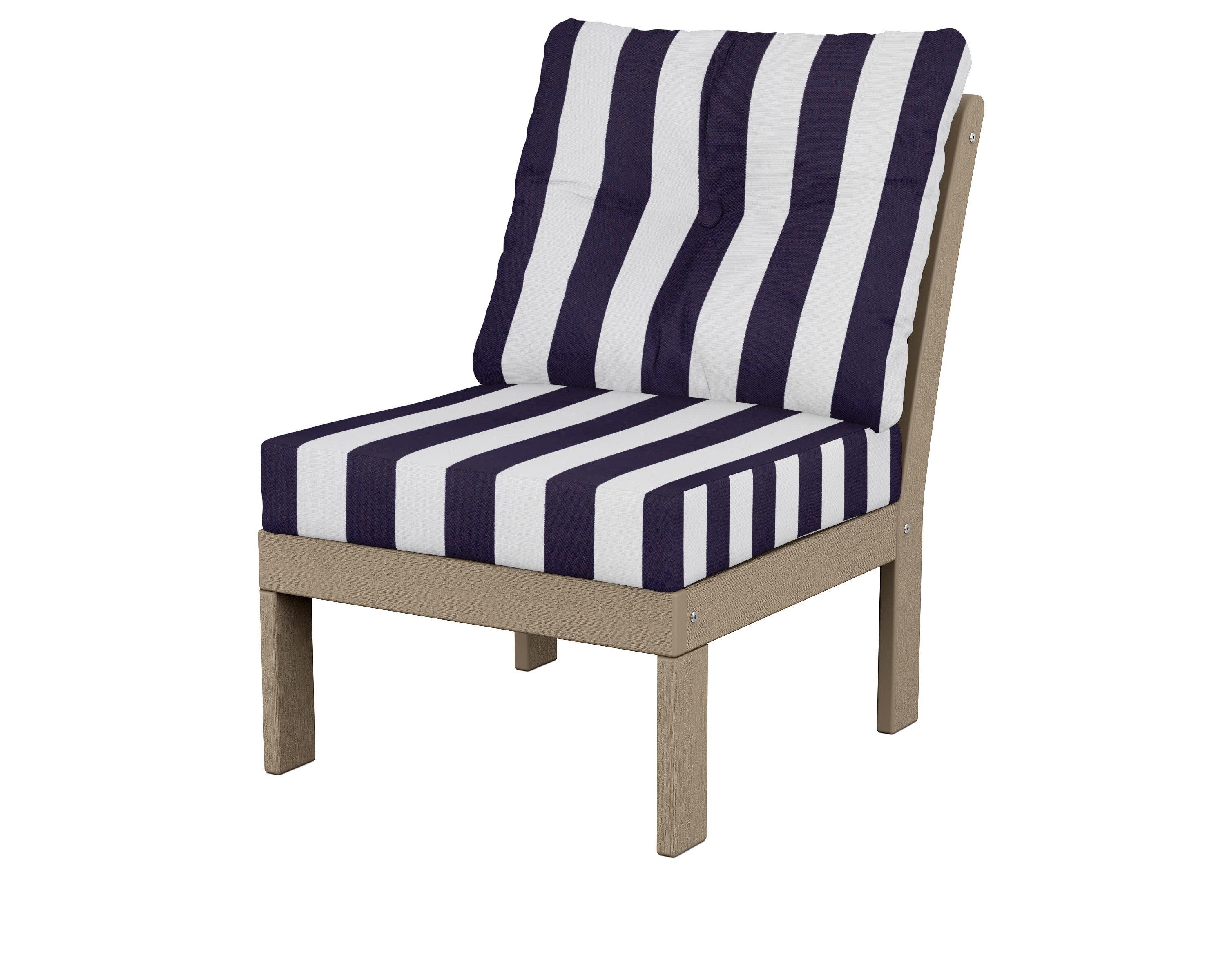 Vineyard Modular Armless Chair in Vintage Sahara / Cabana Stripe Navy